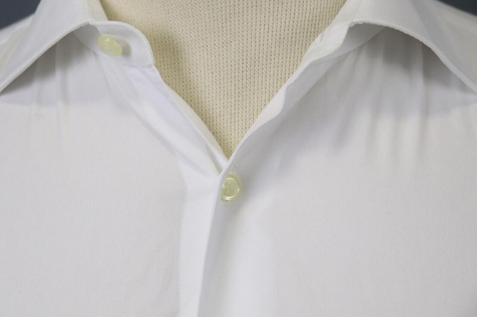 Designer Boggi White Cotton Collared Front Dress Shirt Size 40 Size 38R - 5 Thumbnail