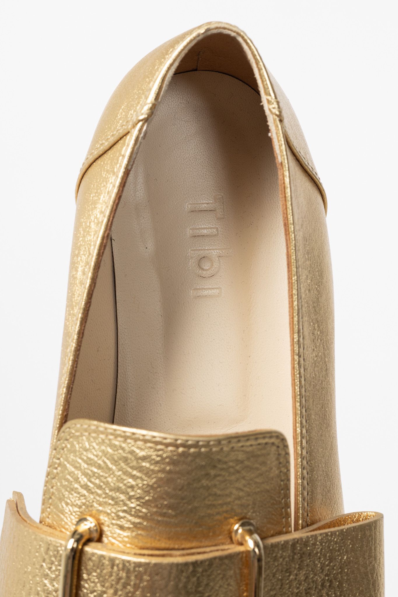 Tibi Tibi Morris Metallic Gold Leather Strap Loafers Size US 8 / IT 38 - 10 Thumbnail