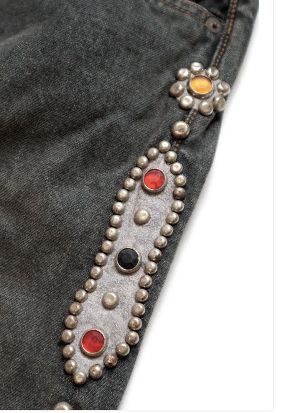 Kapital Kapital 14oz Black Denim 5P Monkey Cisco (Studs Remake) Size US 38 / EU 54 - 5 Thumbnail