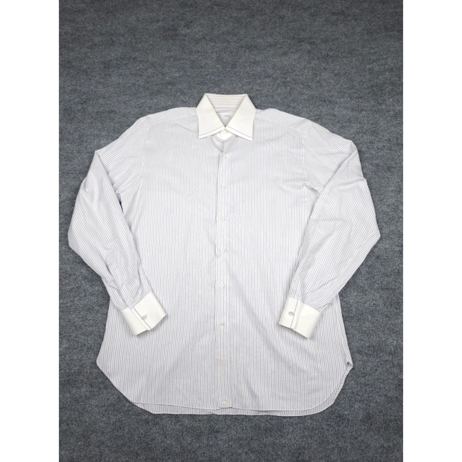 Vintage MAROL Bologna Dress Shirt Men 40 White Striped Button Up 15 3/4 Italy Cotton Regular Shirt Mens Size 40R - 3 Thumbnail