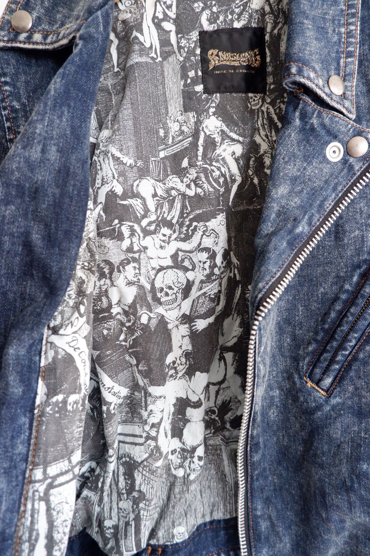 If Six Was Nine Vintage RNASLANG Printed Inner Biker Jacket Size S / US 4 / IT 40 - 5 Thumbnail