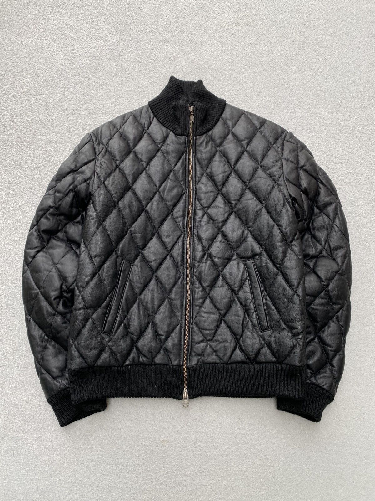 Japanese Brand 2000s- Kawanoyakata Schaffen- Quilted Leather Down Jacket Size US M / EU 48-50 / 2 - 2 Thumbnail