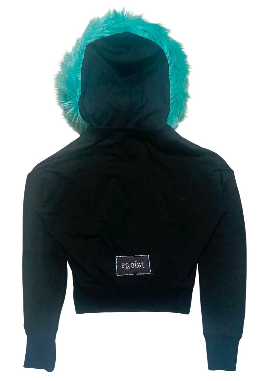 Hysteric Glamour Cropped Turquoise Hoodie Shiny Black by EGOIST Size S / US 4 / IT 40 - 2 Thumbnail