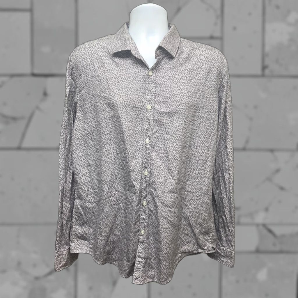 Hugo Boss HUGO BOSS Slim Fit Grey Leaf Print Long Sleeve Button Down Shirt XL Mens Size US XL / EU 56 / 4 - 1 Thumbnail