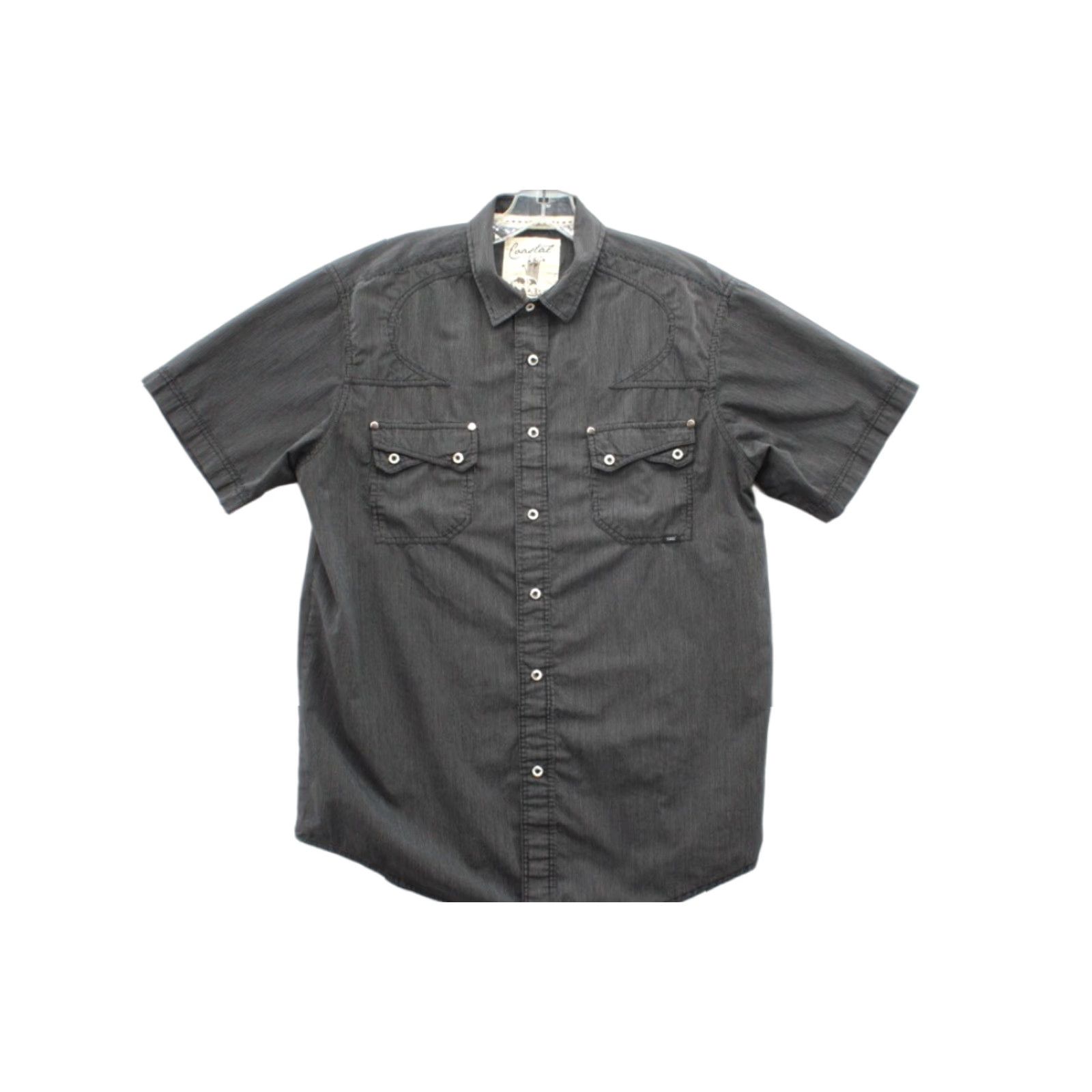 Vintage Coastal Clothing Co Shirt Men's Large Snaps Short Sleeve Black White Pin stripe Size US L / EU 52-54 / 3 - 1 Thumbnail