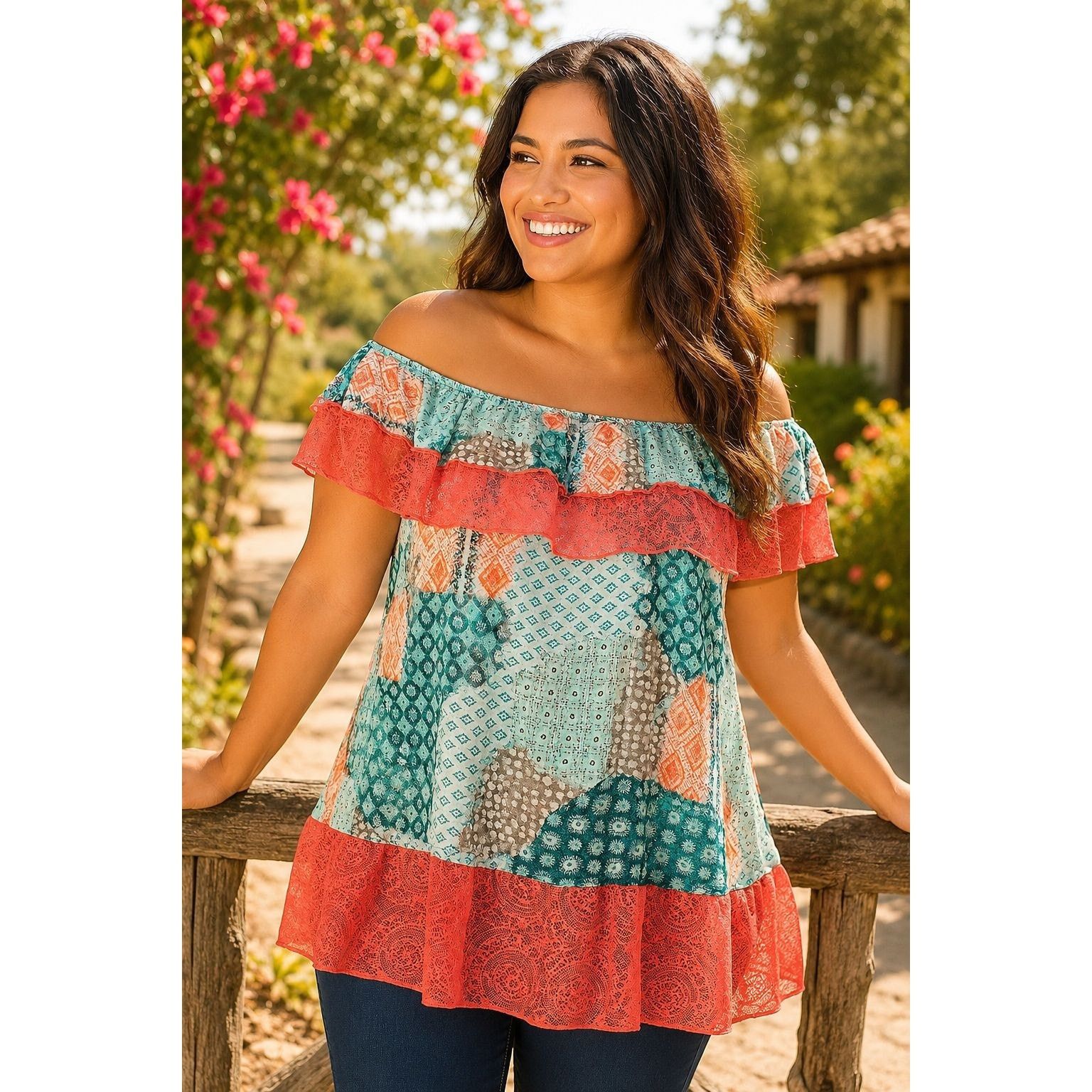 Other NWOT Sugarfox Off Shoulder Lacy Ruffle Top L Size L / US 10 / IT 46 - 1 Thumbnail