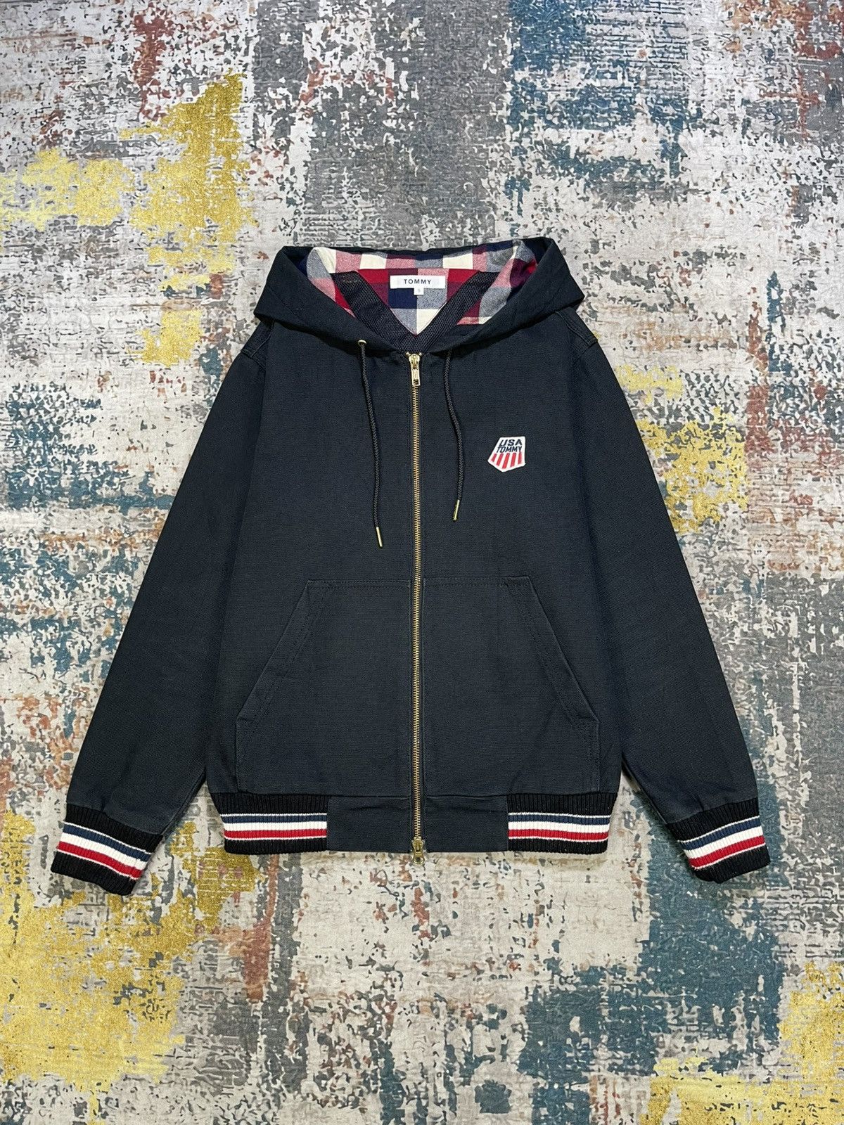 Tommy Hilfiger Full Zip Hooded Cotton Canvas Jacket