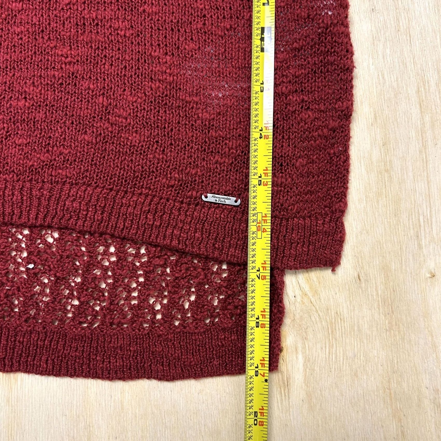 Abercrombie & Fitch Abercrombie & Fitch Sweater Womens XS Red Crew Neck Open Knit Layered Hem Size XS / US 0-2 / IT 36-38 - 5 Thumbnail