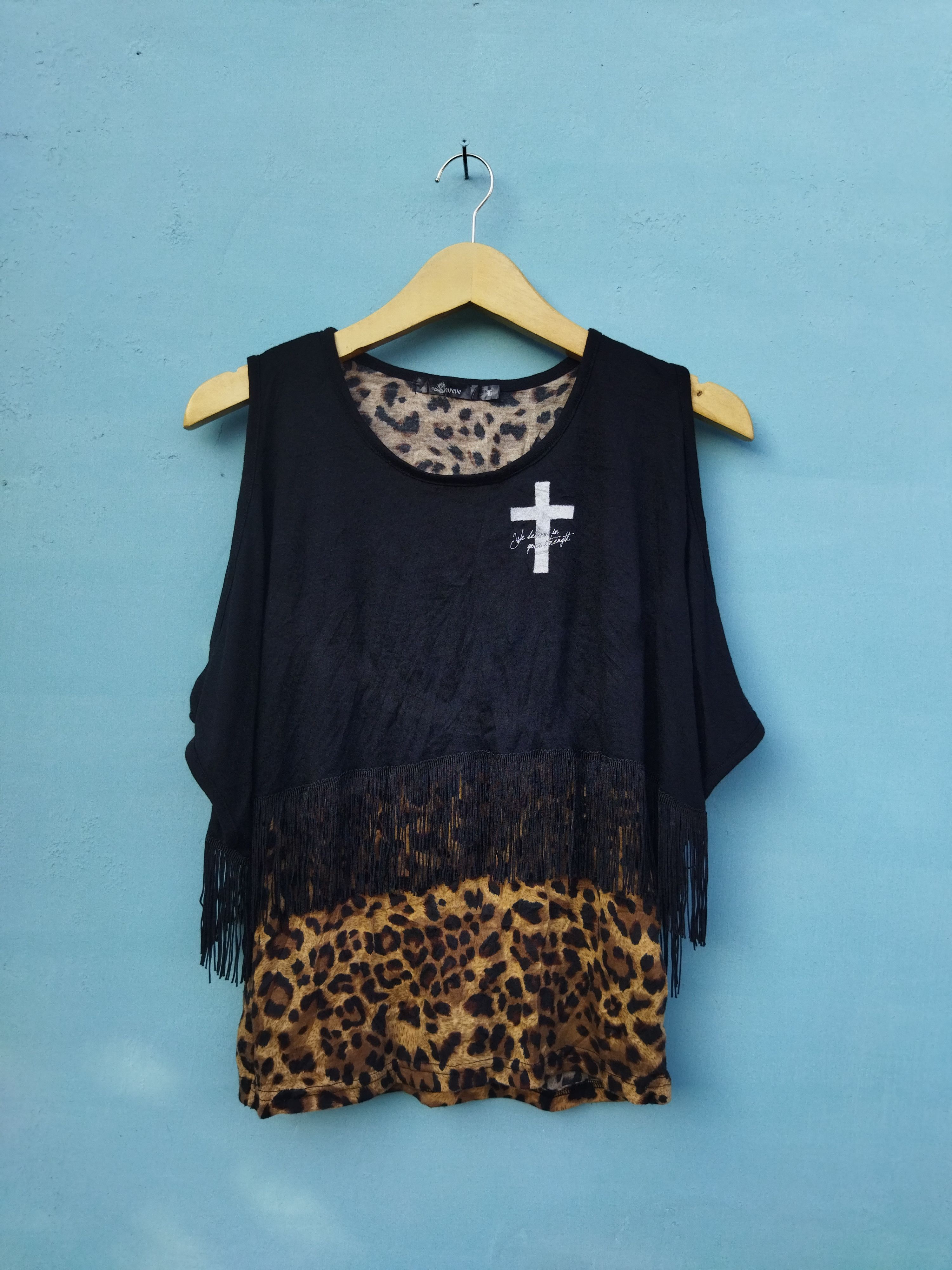 image of 1 x Seditionaries Tanktop Sureve Cross Printed Leopard Patterns in Black, Women's (Size Large)