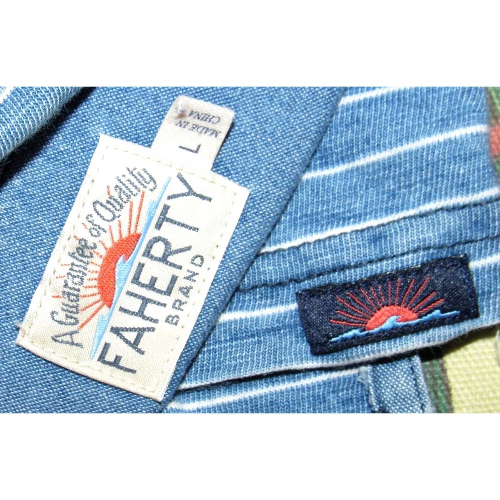 Faherty FAHERTY Polo Shirt Blue White Striped Short Sleeve Large L Men Size US L / EU 52-54 / 3 - 4 Thumbnail