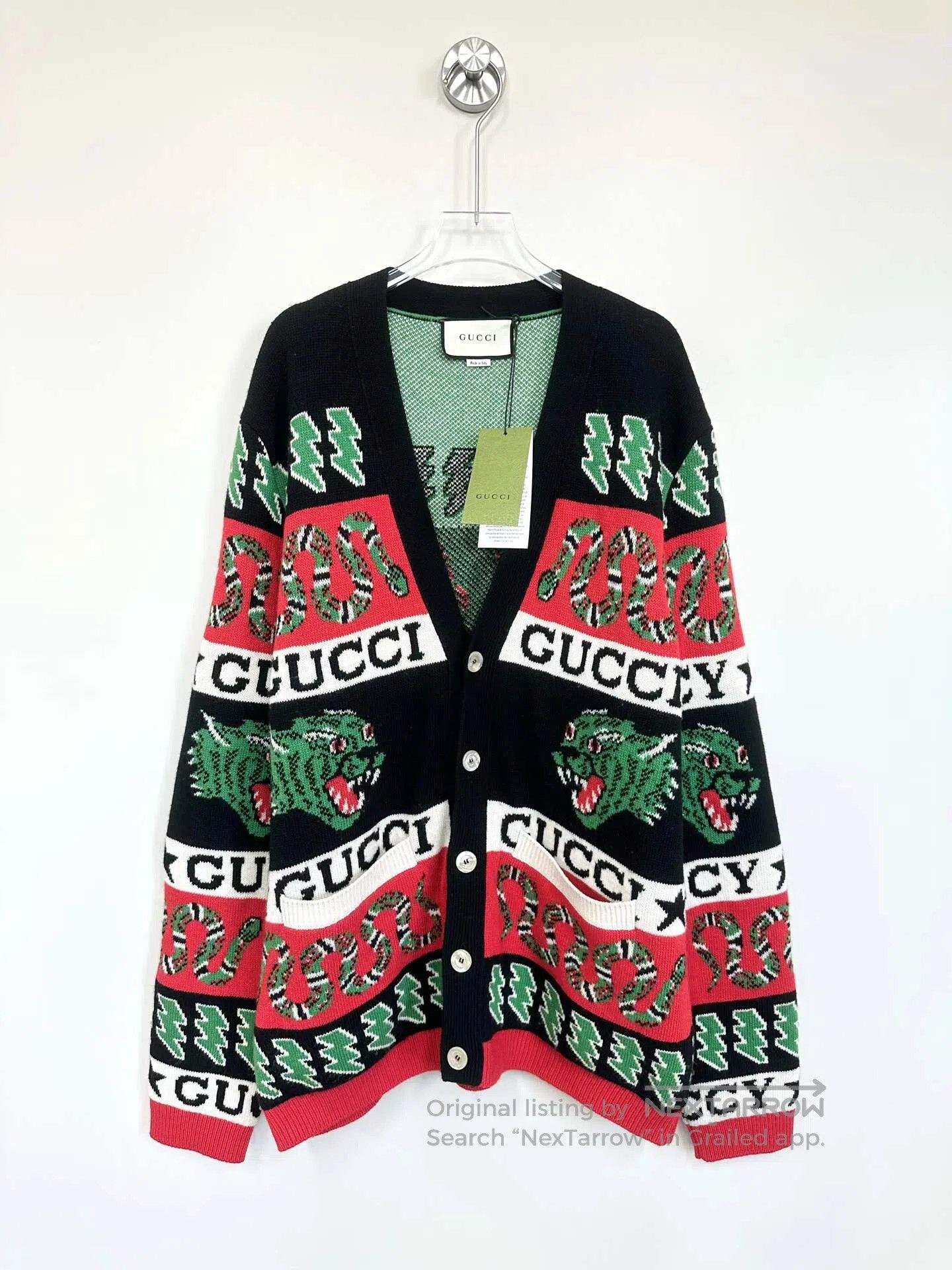 Gucci Guicci Classic Striped Animal Print Knit Cardigan Jacket| Size S / US 4 / IT 40 - 1 Thumbnail