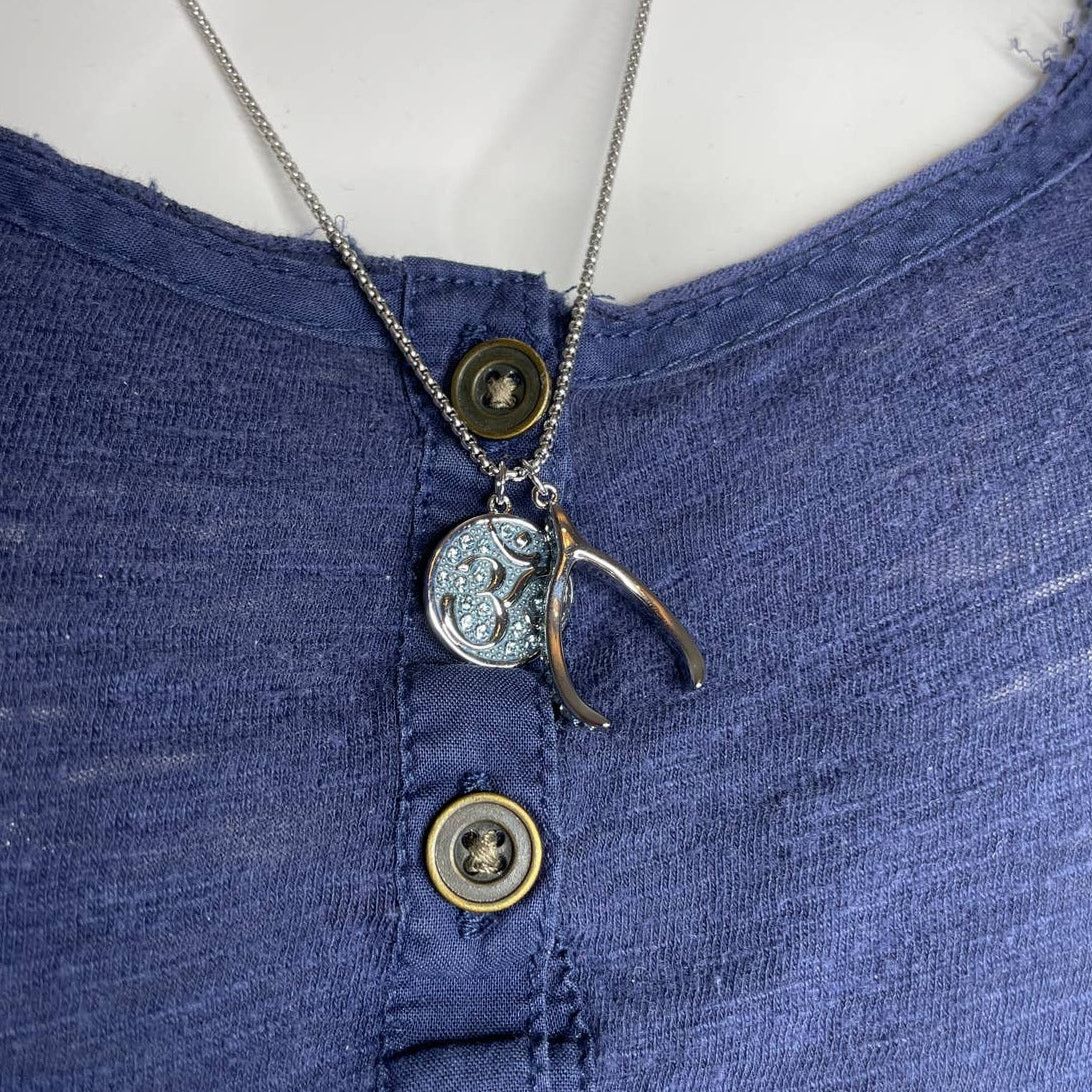 Swarovski Swarovski Unisex Om Blue Necklace Rhodium plated Size ONE SIZE - 7 Thumbnail