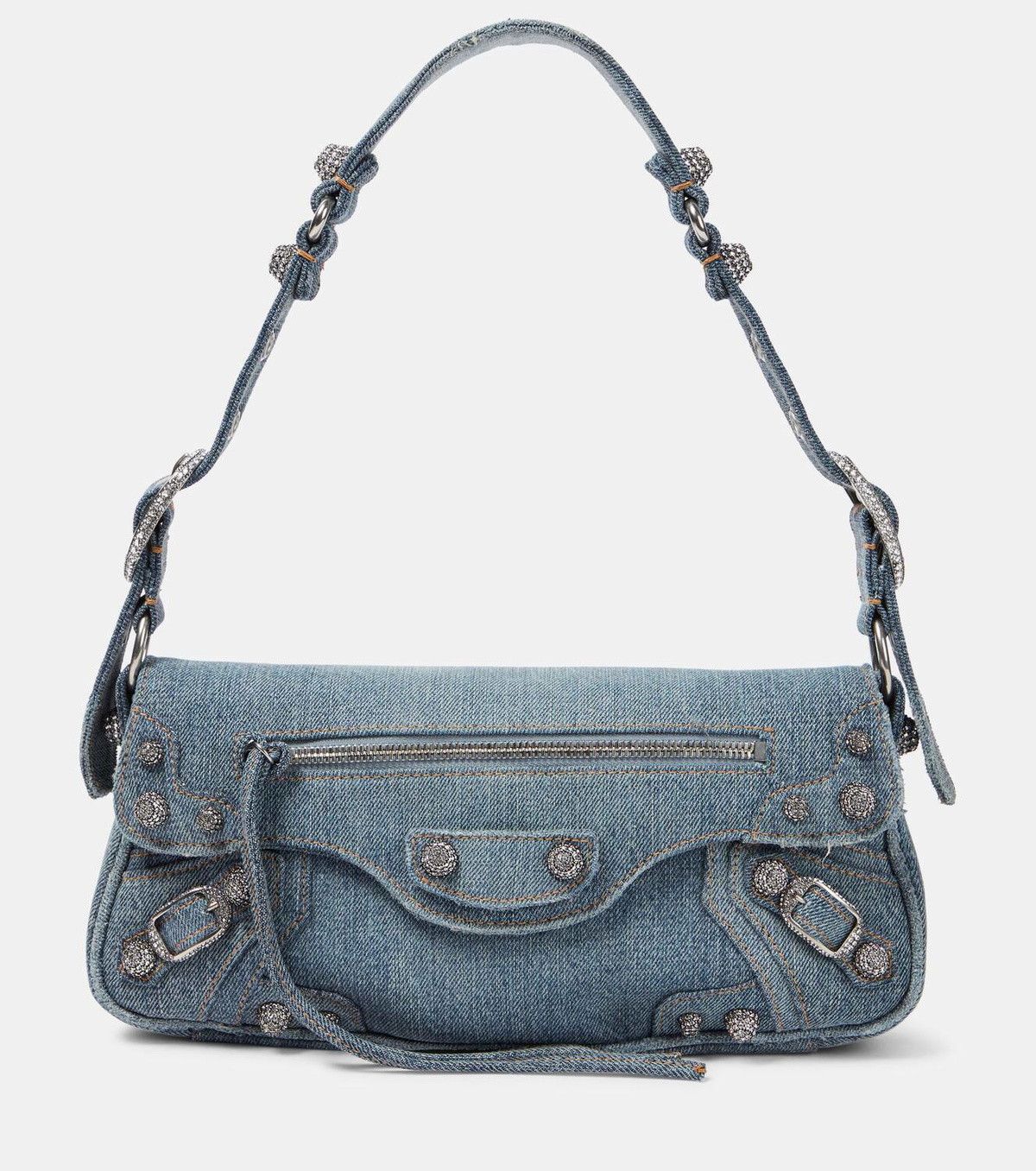 Balenciaga Le Cagole denim shoulder bag with rhinestones Size ONE SIZE - 1 Thumbnail