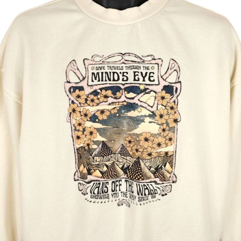 Vans VANS Off The Wall Sweatshirt Womens Size S OVERSIZED Ivory Cotton Blend Crew Neck Pullover Size S / US 4 / IT 40 - 2 Thumbnail