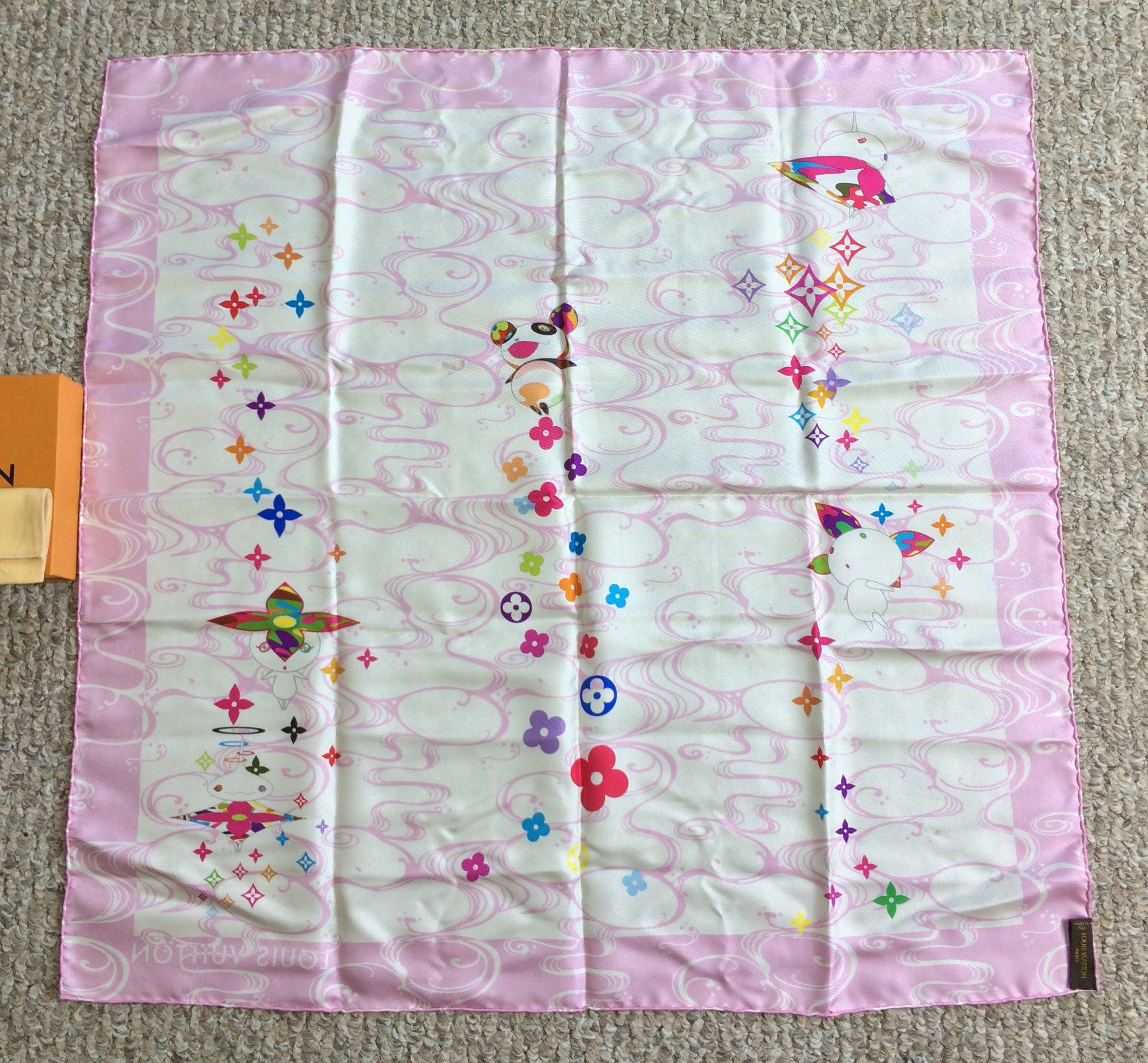 Louis Vuitton × Takashi Murakami S/S 2003 Vuitton Murakami Multicolor Monogram Silk Scarf Size ONE SIZE - 7 Thumbnail