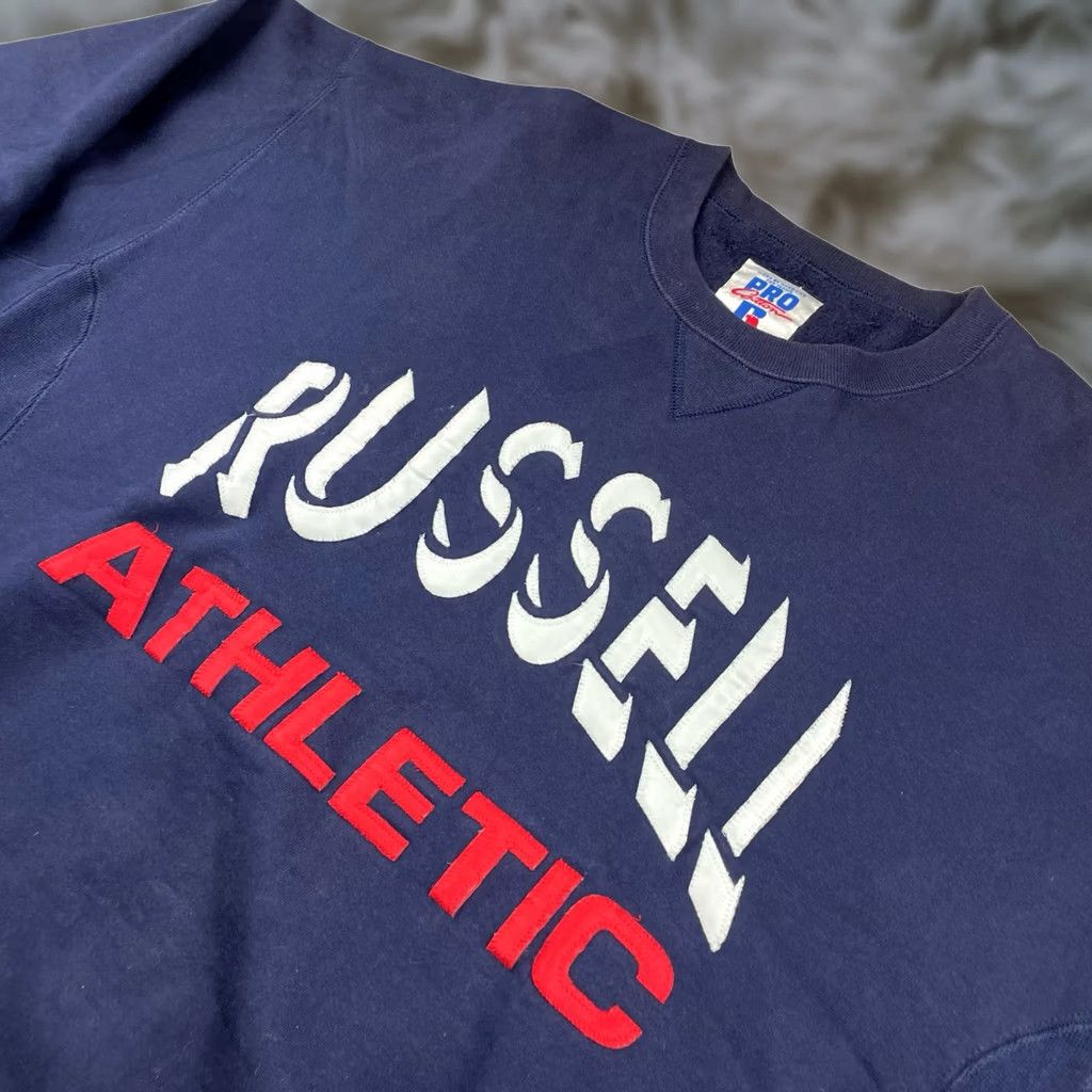 Russell Athletic VINTAGE Russell Athletic Men’s Sweatshirt XL Navy Blue Crew Neck USA Logo Sewn/Stitched Cotton/Polyester Fleece Size US XL / EU 56 / 4 - 1 Thumbnail