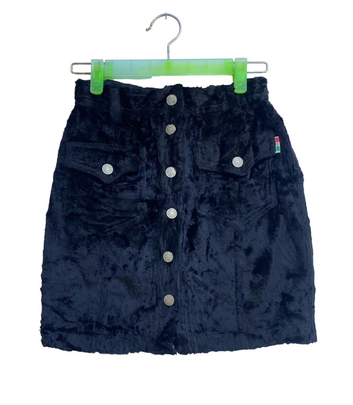 image of VTG 90's Moschino Twin Pocket Snap Button Fleece Skirt in Black, Women's (Size 23)