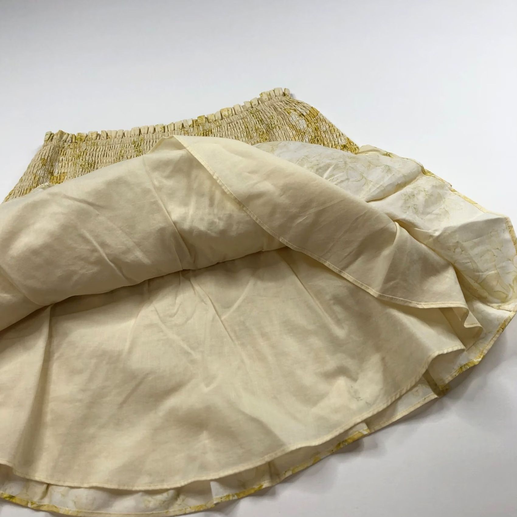 Vintage INTERMIX Skirt (OS, 22In) Pull On Tiered All Over Print Yellow Mini Womens Short Size One Size May Wear 10.25? Size 42" / US 20 - 5 Thumbnail
