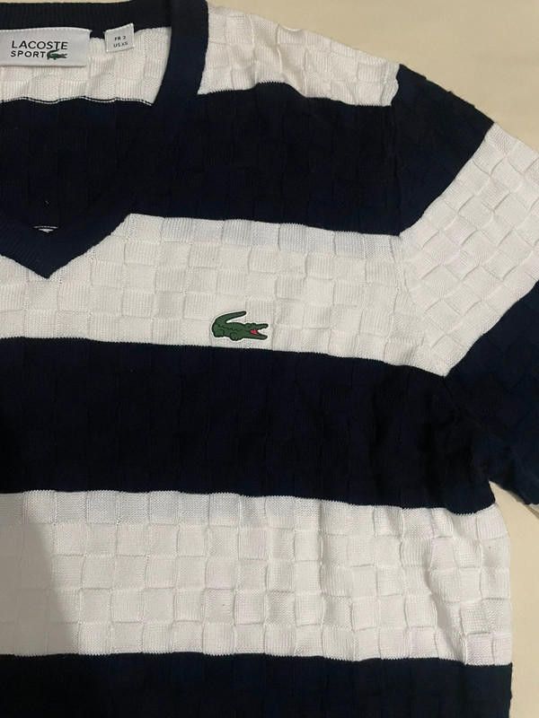 Lacoste Lacoste vintage striped V Neck Knitted Jumper Fr 2 xs Size US XS / EU 42 / 0 - 5 Thumbnail