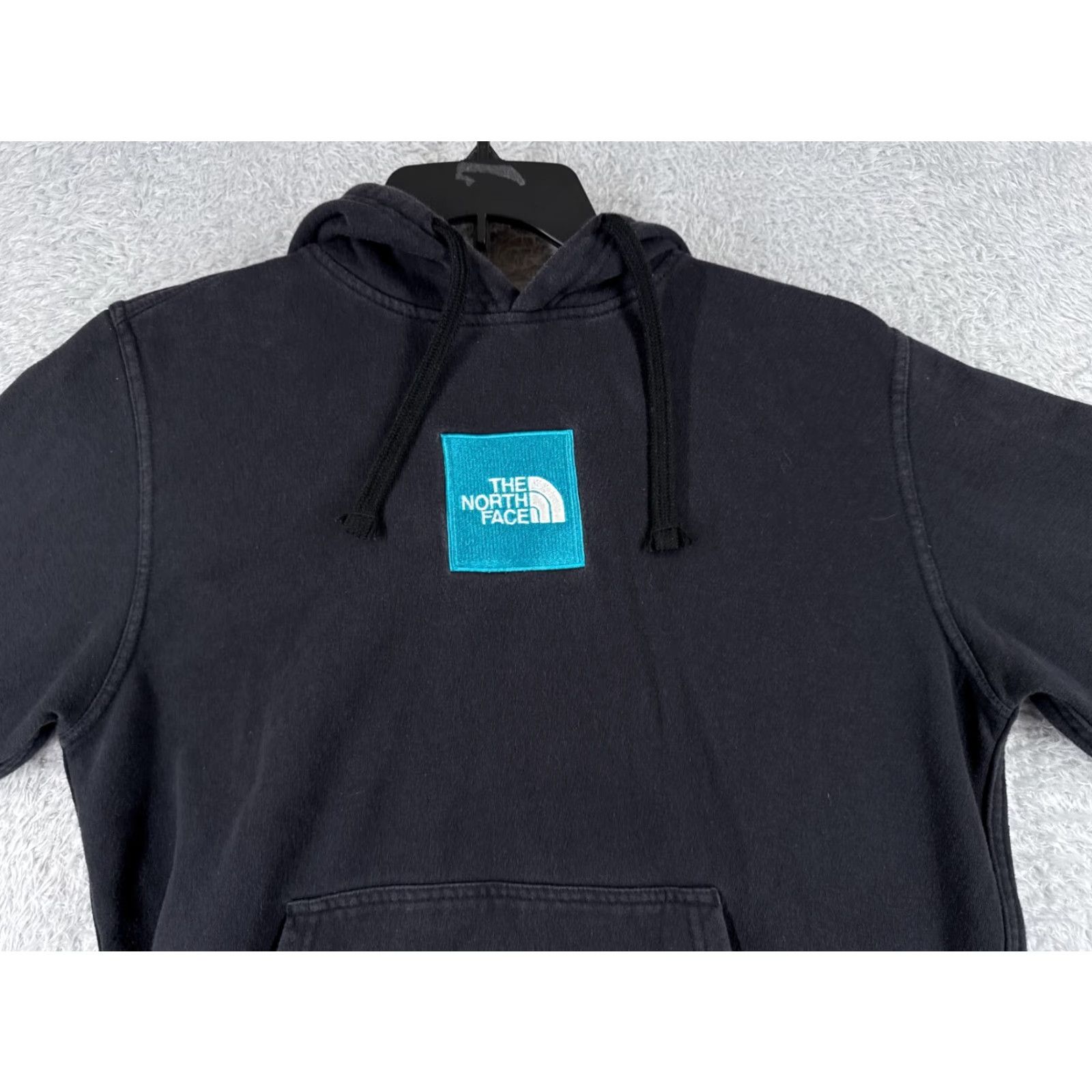 The North Face Mens Hoodie Hoodie Mens Medium Black Cotton Blend Jersey Logo Pullover Hooded
