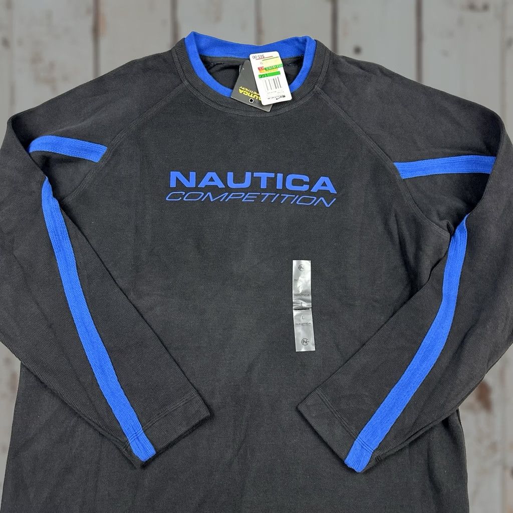 Nautica VINTAGE Nautica Sweater Mens Large Black Crewneck Knit Pullover Logo Casual Y2K Deadstock Size US L / EU 52-54 / 3 - 1 Thumbnail