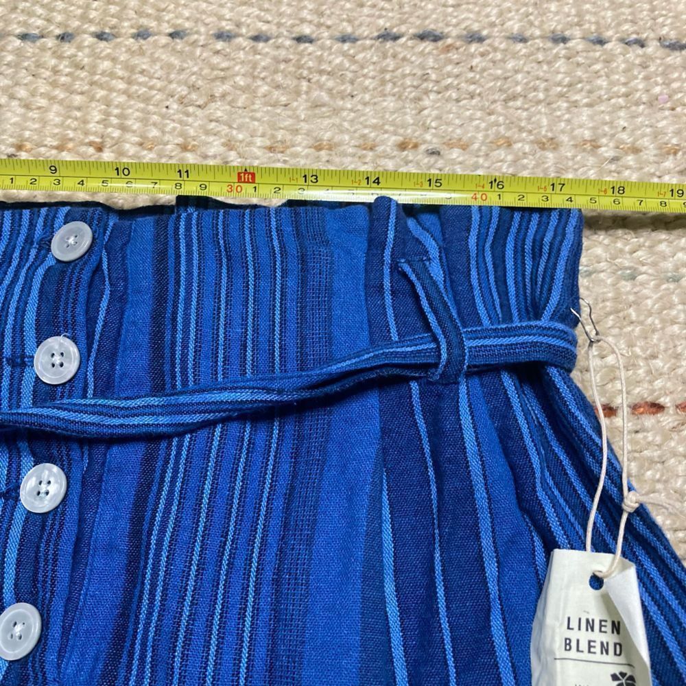 Indigo Indigo Rein, Linen Blend Striped Mini Skirt, Belted Tie, Jun Size 36" / US 14 / IT 50 - 8 Thumbnail