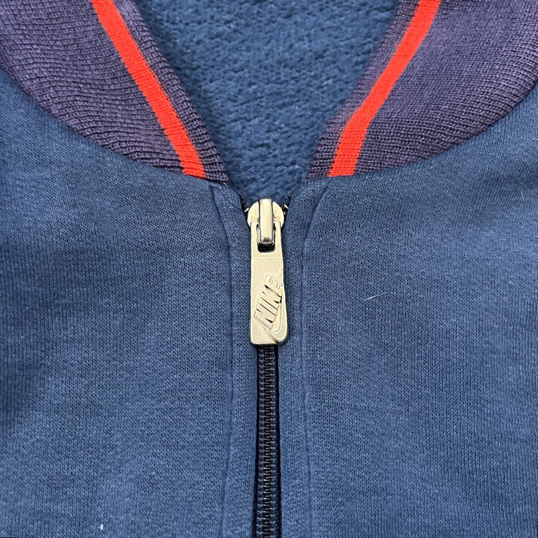 Nike VINTAGE Nike Track Jacket Mens M Full Zip Swoosh Check Navy Blue 80s 90s College Sports Size US M / EU 48-50 / 2 - 3 Thumbnail