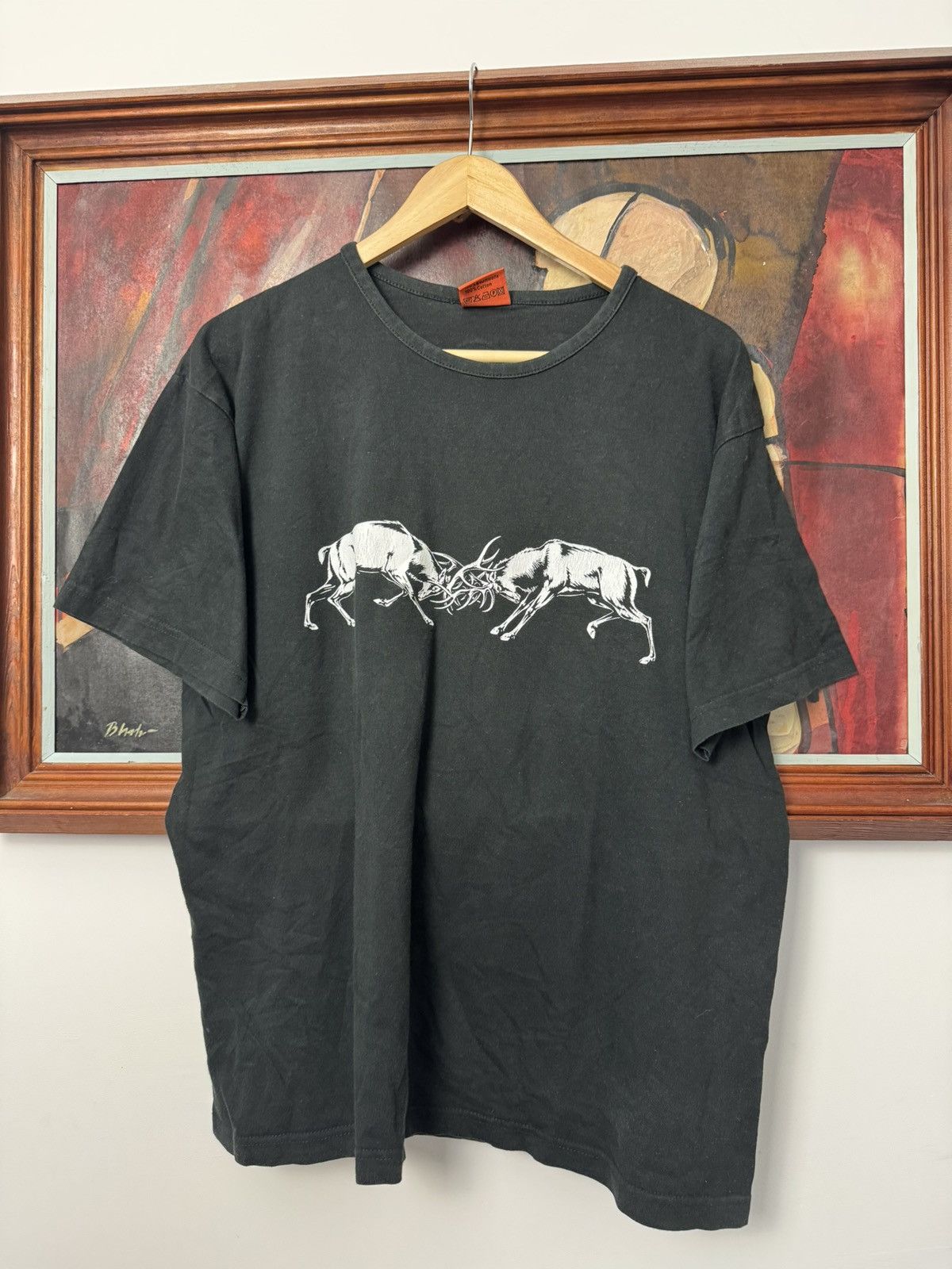 Jägermeister Avant Garde Logo Washed Black Y2k Vintage Tee