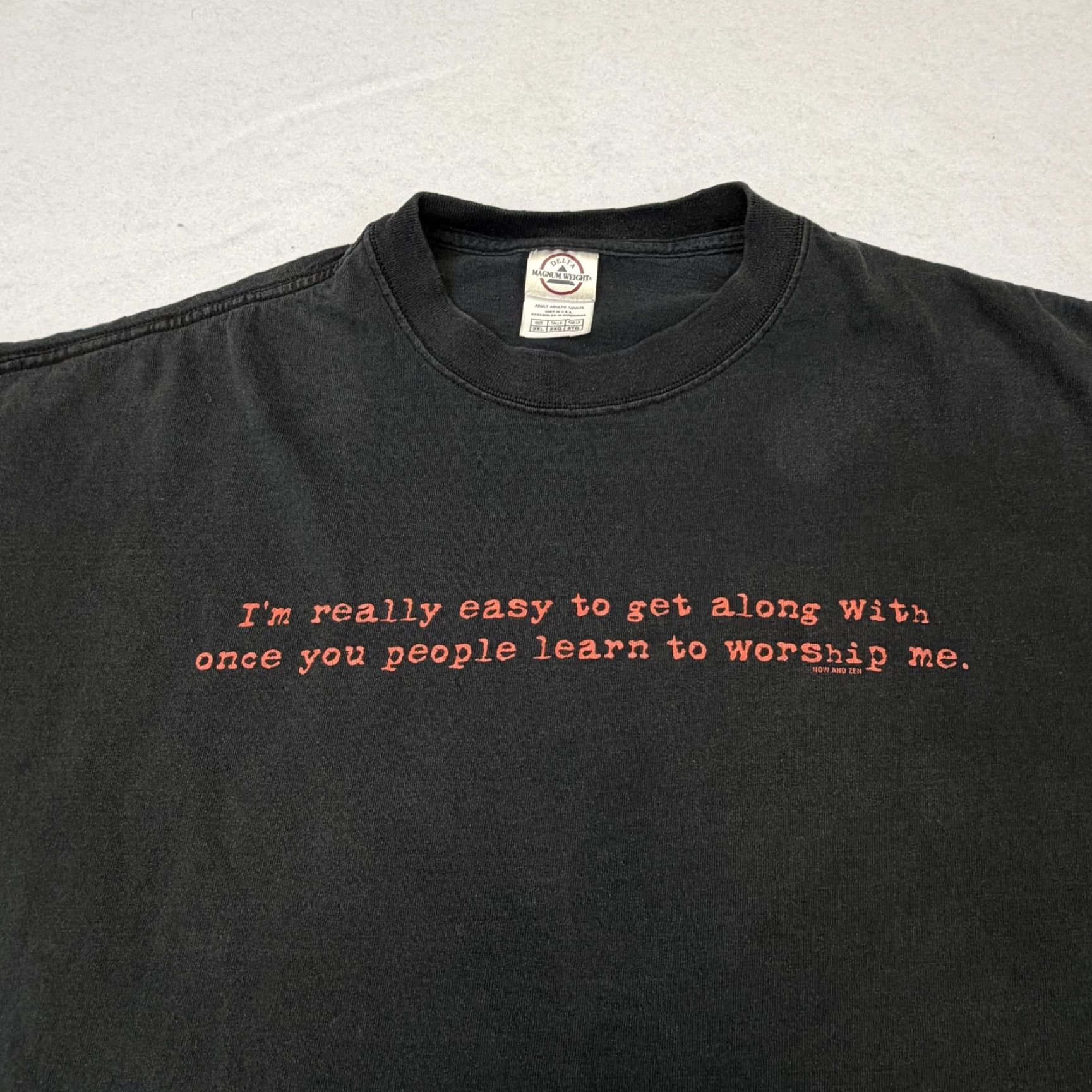 Delta VINTAGE Delta T-Shirt Mens 2XL Black I'm Easy To Get Along Worship Me Funny Quote Delta Shirt Mens 2XL Black Humor Quotes Size US XXL / EU 58 / 5 - 3 Thumbnail