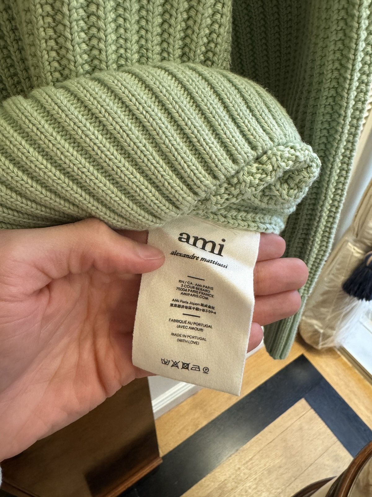 AMI AMI Paris Cotton Wool Blend Mint/Green Ribbed Sweater Size US S / EU 44-46 / 1 - 5 Thumbnail