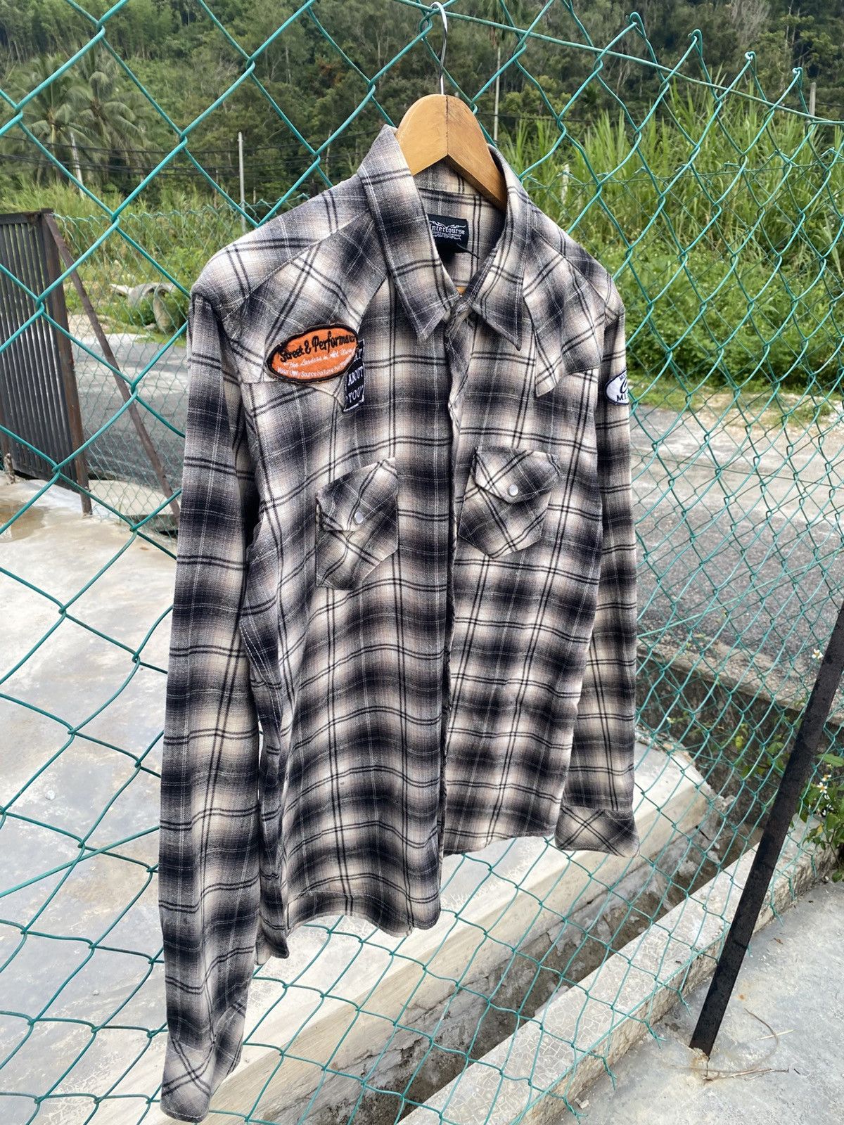 Japanese Brand Intercouse shadow plaid western shirts gothic style Size US M / EU 48-50 / 2 - 4 Thumbnail