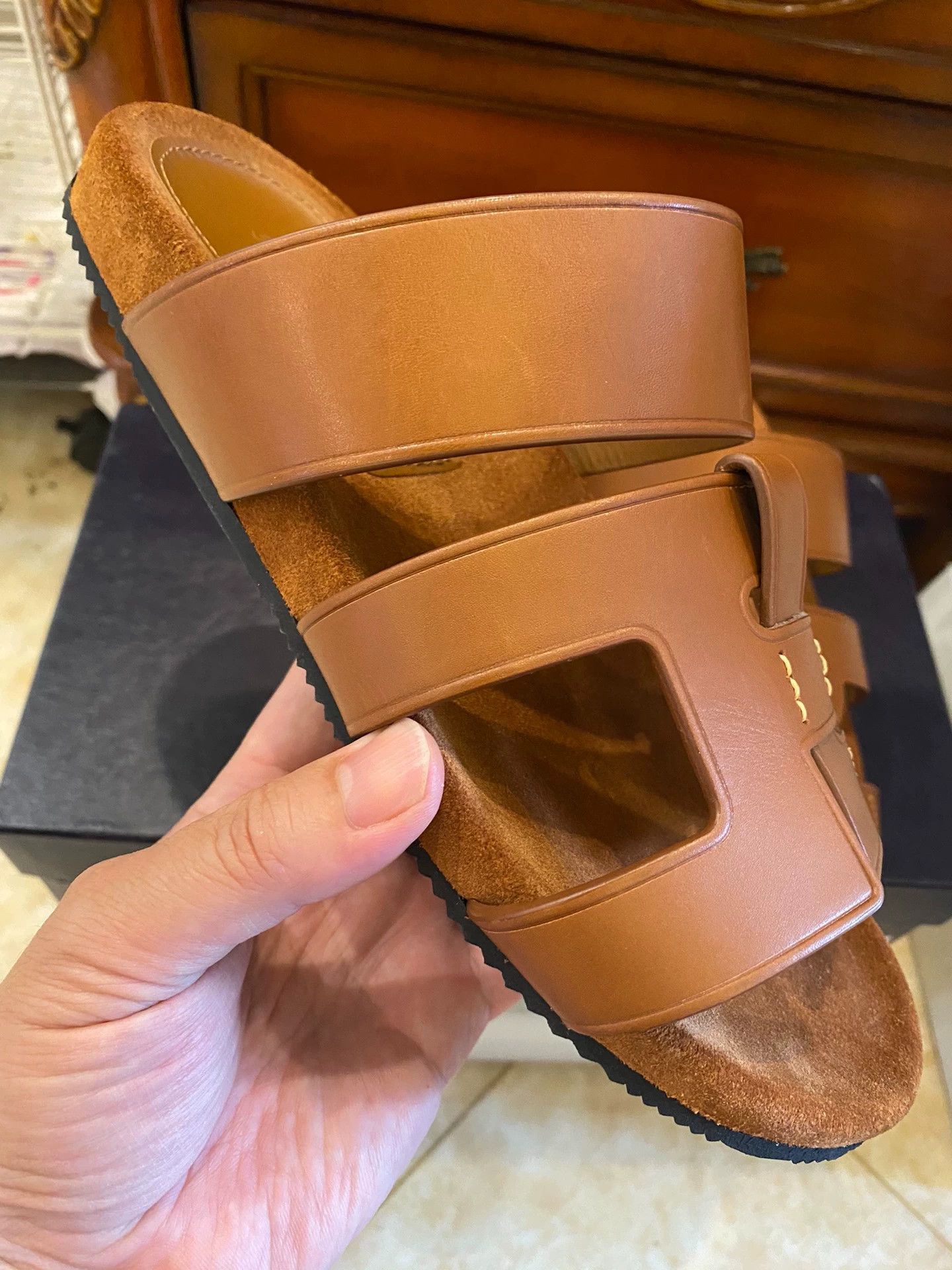 RRL Ralph Lauren RRL Purple Label Vintage Leather Slippers/Sandals Old Money Size US 7 / EU 40 - 2 Thumbnail
