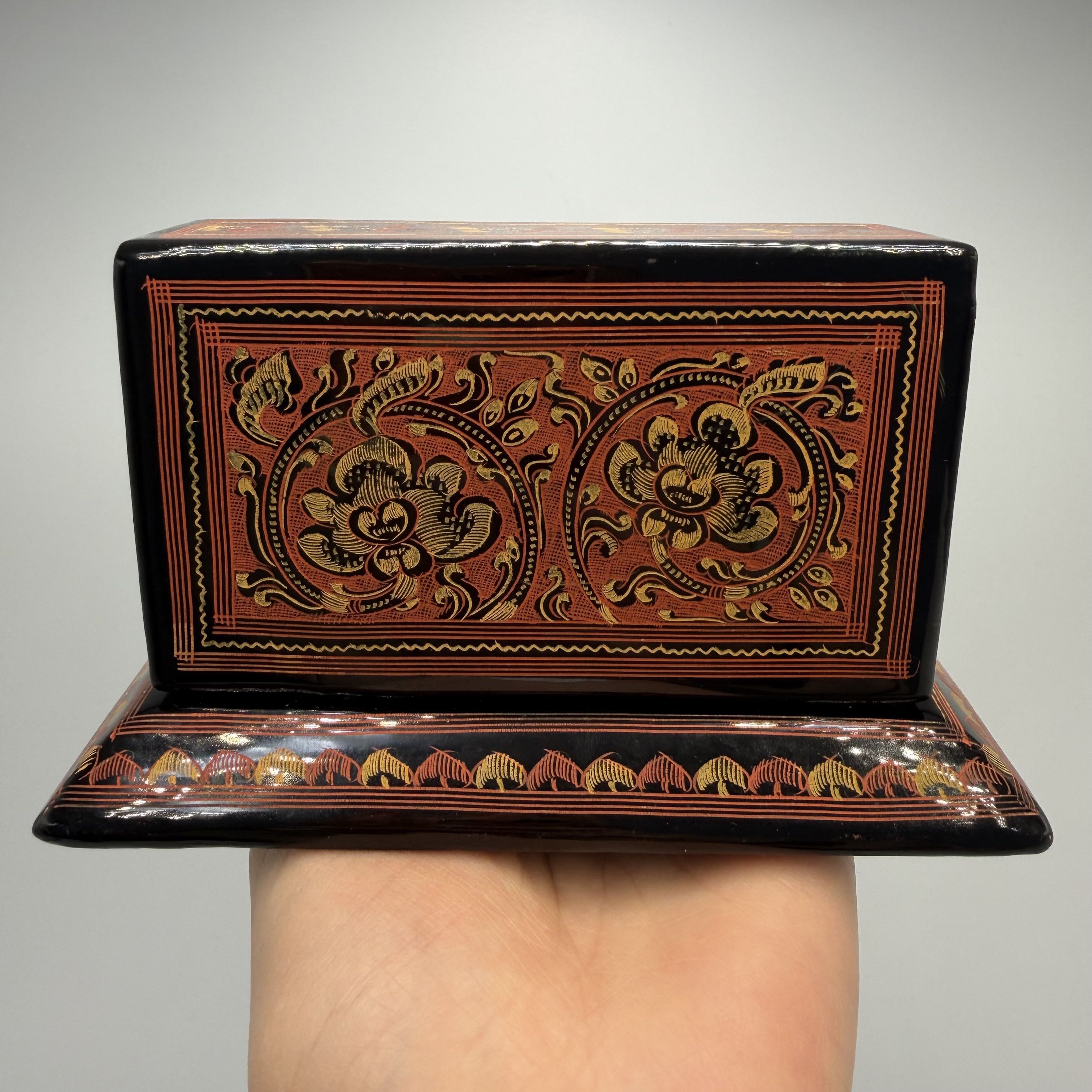 Vintage Vintage Lacquer Desk Organizer Box Black Hand Painted Size ONE SIZE - 1 Thumbnail