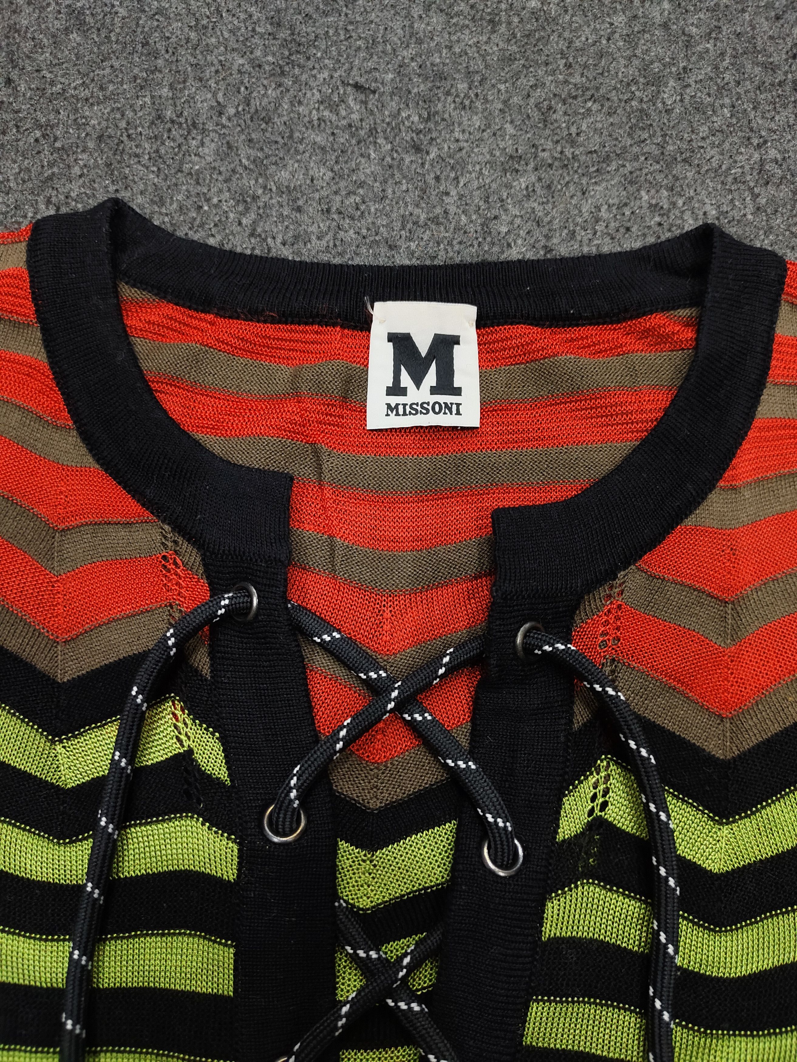 Missoni DOPE 🇮🇹 Missoni 🇮🇹 Laces Up Striped Multicolor Knitwear Size M / US 6-8 / IT 42-44 - 7 Thumbnail