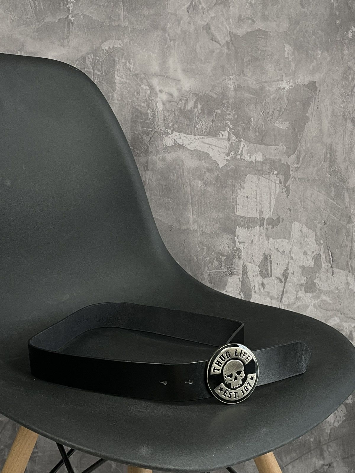 Hysteric Glamour Y2K Big Metal Buckle “Thug Life” Streetwear Black Belt Size ONE SIZE - 2 Thumbnail