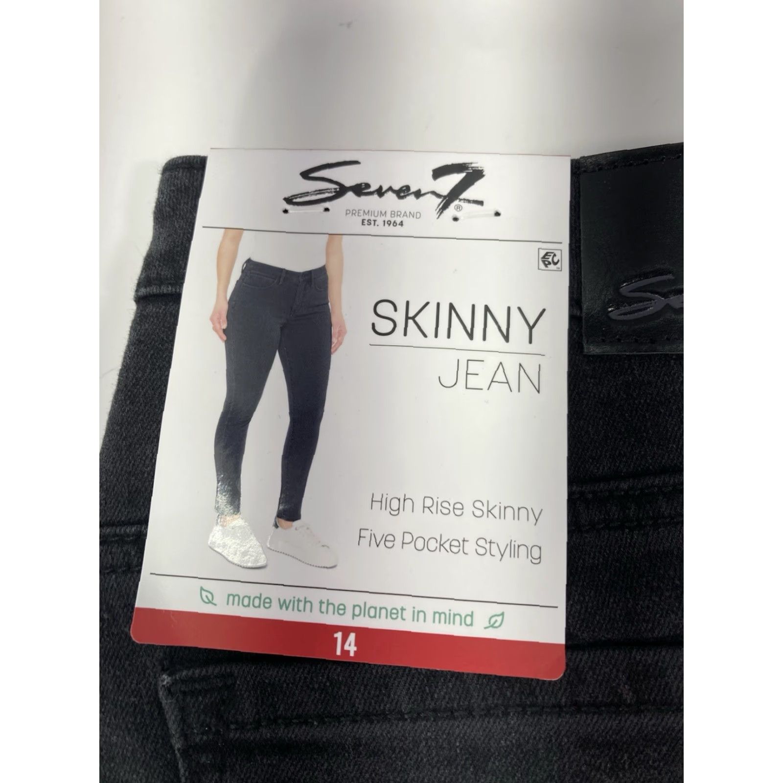 Vintage Seven7 Skinny Jeans Women Size 14 34X30 Black Denim High Rise Stretch NWT Size 36" / US 14 / IT 50 - 4 Thumbnail