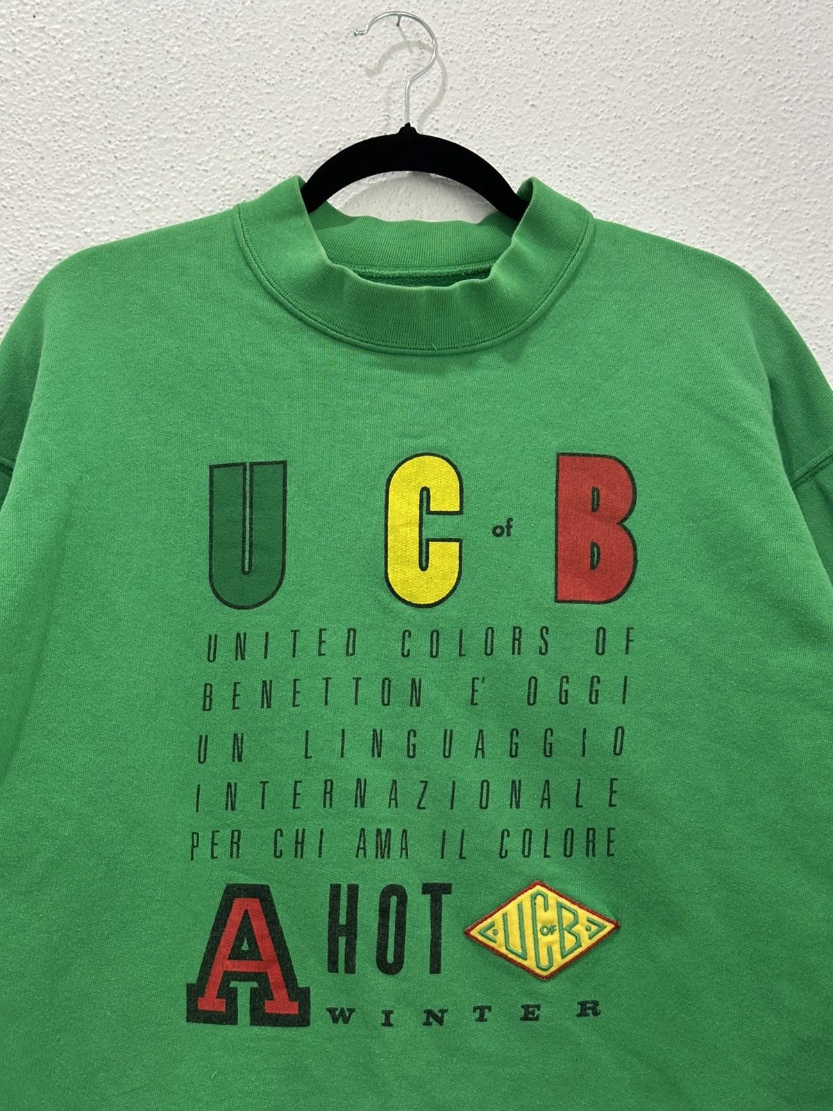 United Colors Of Benetton VTG 90s United Colors of Benetton Green Mock Neck Pullover M Size M / US 6-8 / IT 42-44 - 2 Thumbnail
