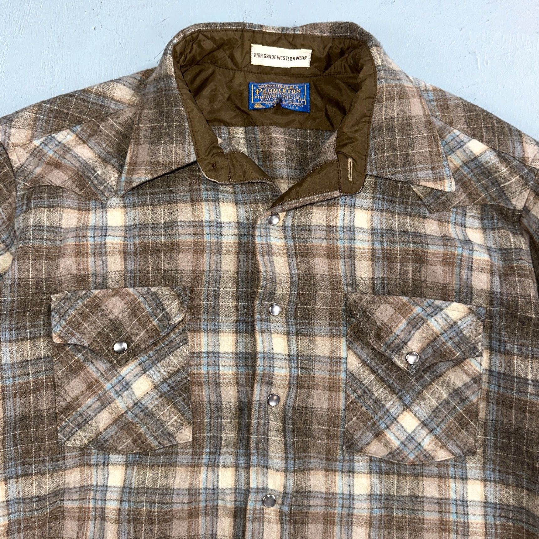 Pendleton VINTAGE Pendleton Shirt Western Wool Plaid Pearl Snap Sz L Mens Size US L / EU 52-54 / 3 - 2 Thumbnail