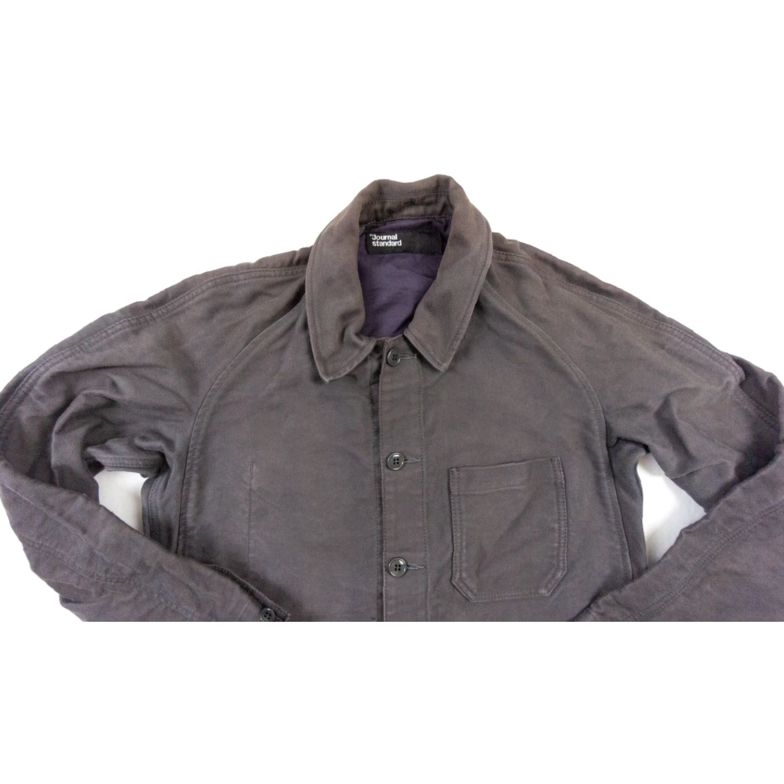 Journal Standard JOURNAL STANDARD Men's Button Down Shirt Medium Gray Canvas Workwear Long Sleeve Regular Fit Size US M / EU 48-50 / 2 - 2 Thumbnail