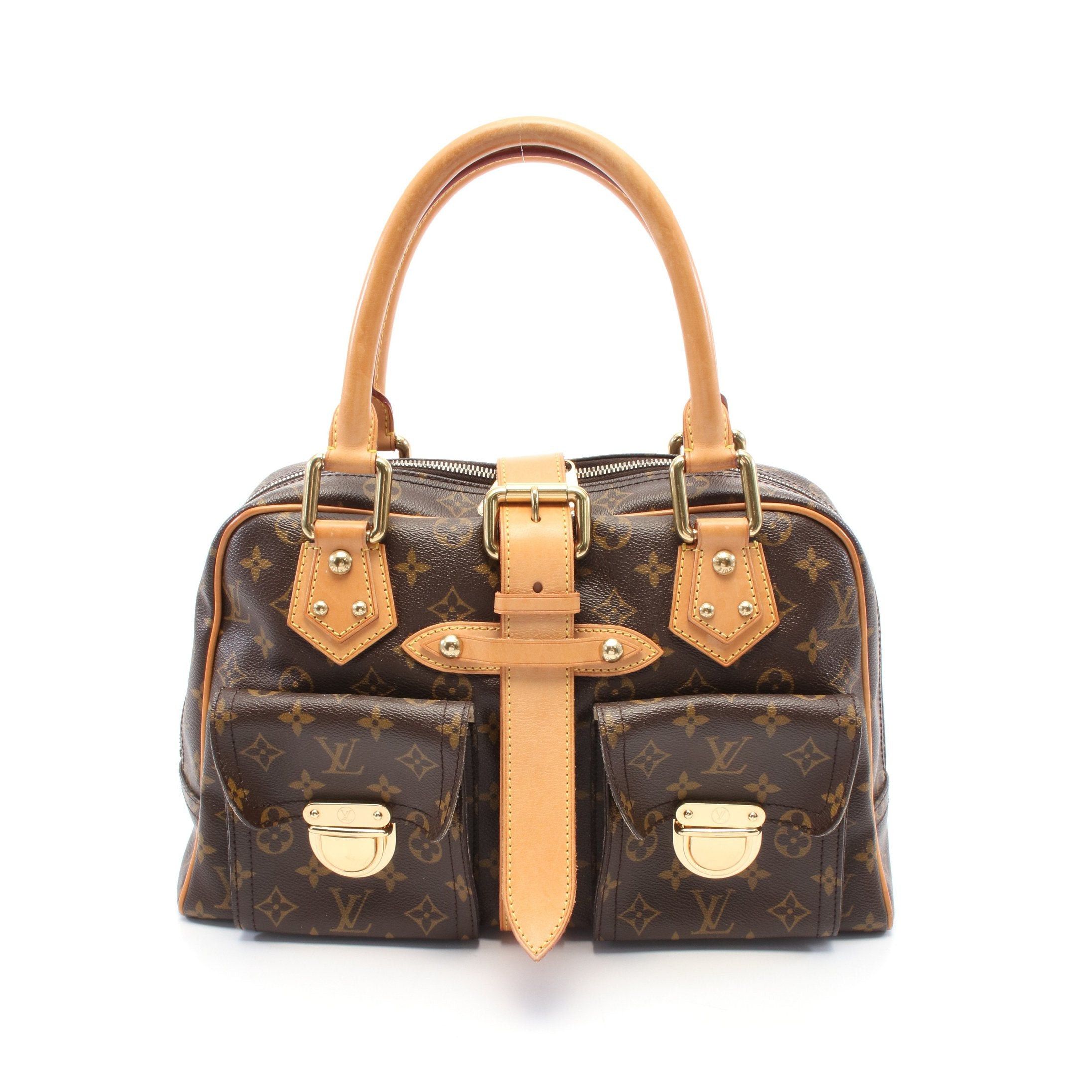 Louis Vuitton Manhattan Gm Monogram Handbag Leather Brown