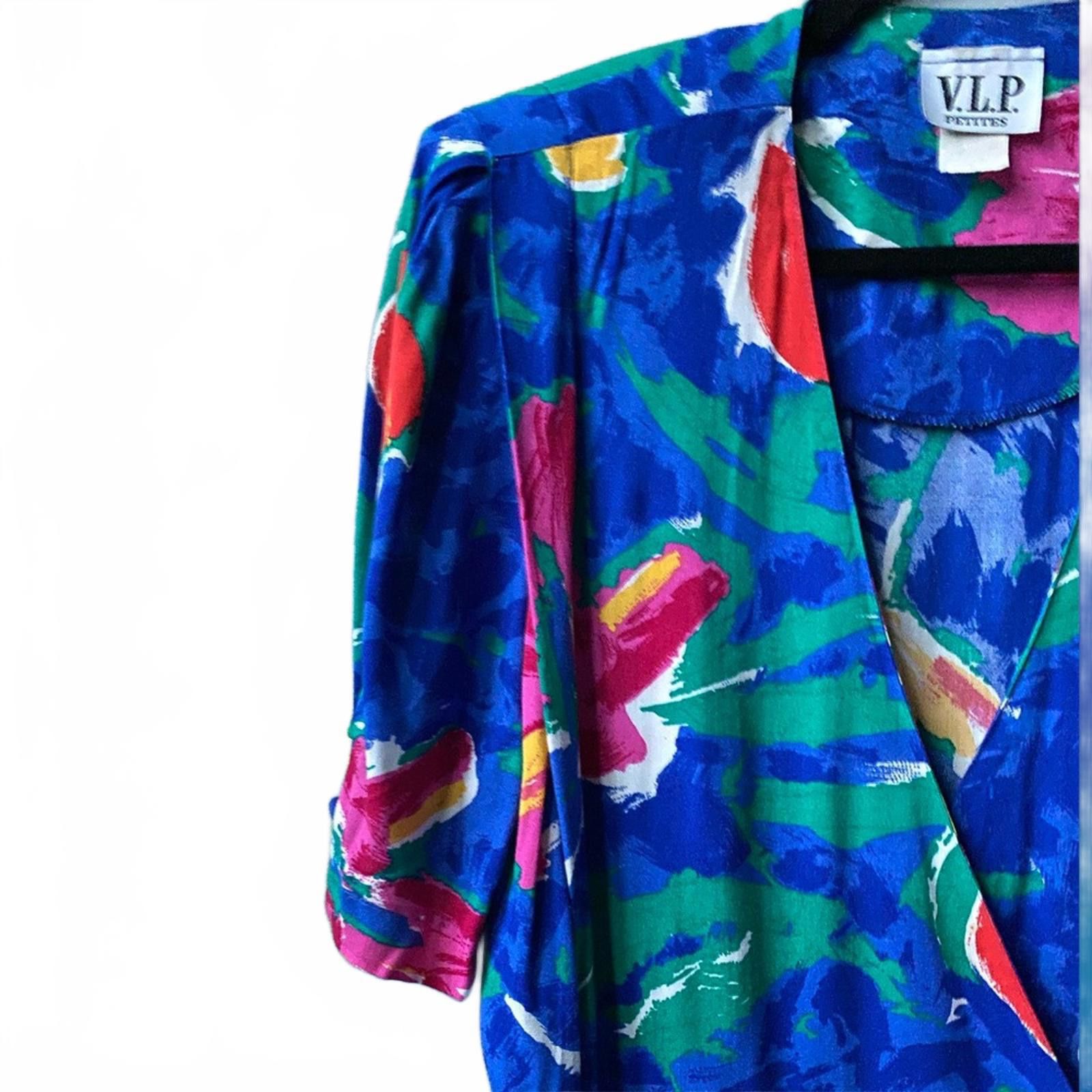 90s Vintage VLP Petites Floral Puff Sleeve Dress Size M-L