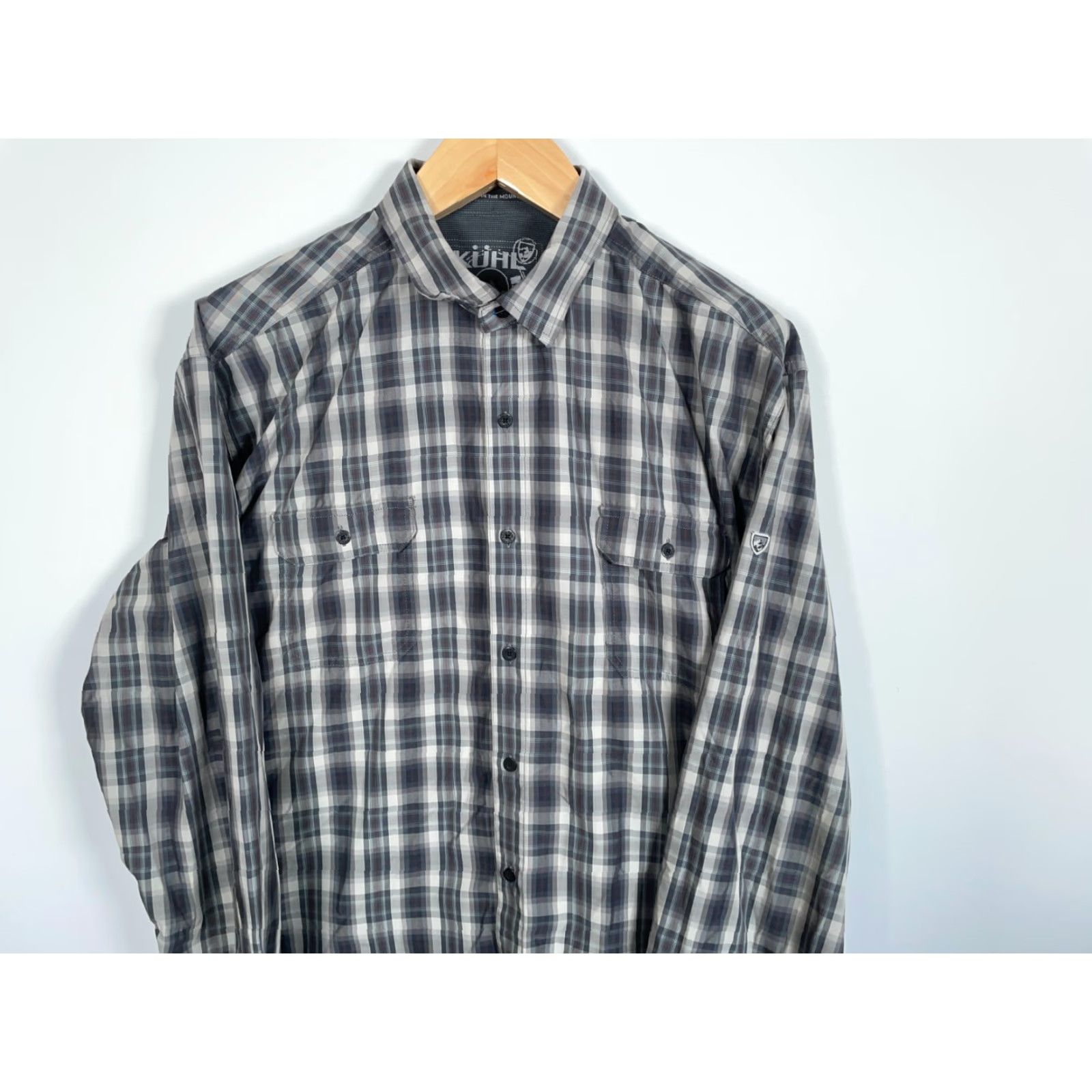 Vintage Kuhl Shirt Mens 2XL Gray Black Plaid Outdoors Nature Hiking Eluxor Response Button-Up Long Sleeve Casual Workwear Size US XXL / EU 58 / 5 - 4 Thumbnail