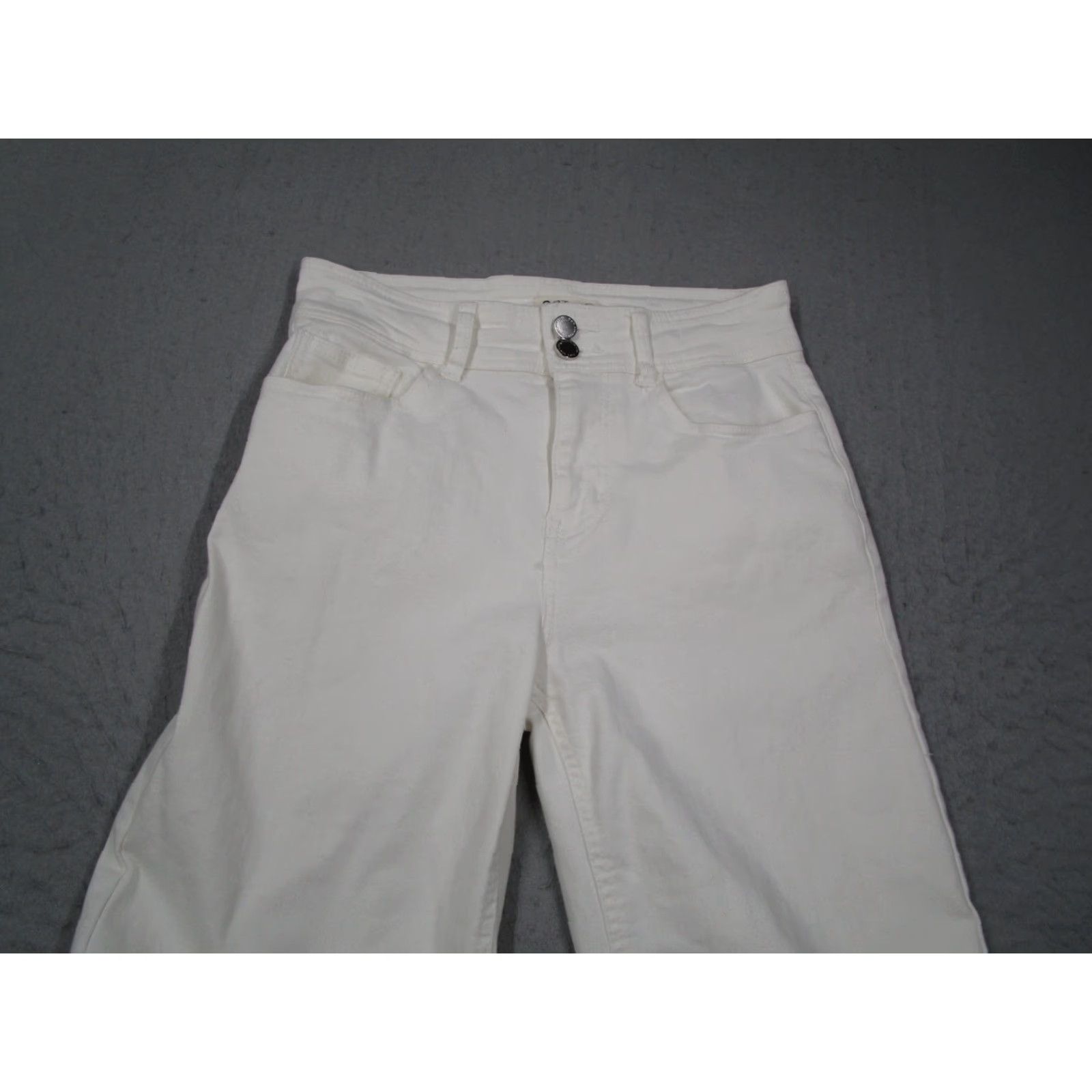 Vintage OAT Jeans White HIGH RISE Wide-Leg Crop Denim 26x25 8/29 Womens Jeans Size 30" / US 8 / IT 44 - 2 Thumbnail