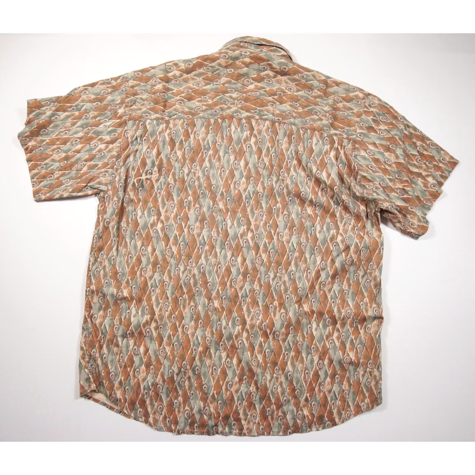 Vintage Vintage Rinnovato Men's Shirt Short Sleeve Silk Paisley Brown Large Apparel Size US L / EU 52-54 / 3 - 5 Thumbnail
