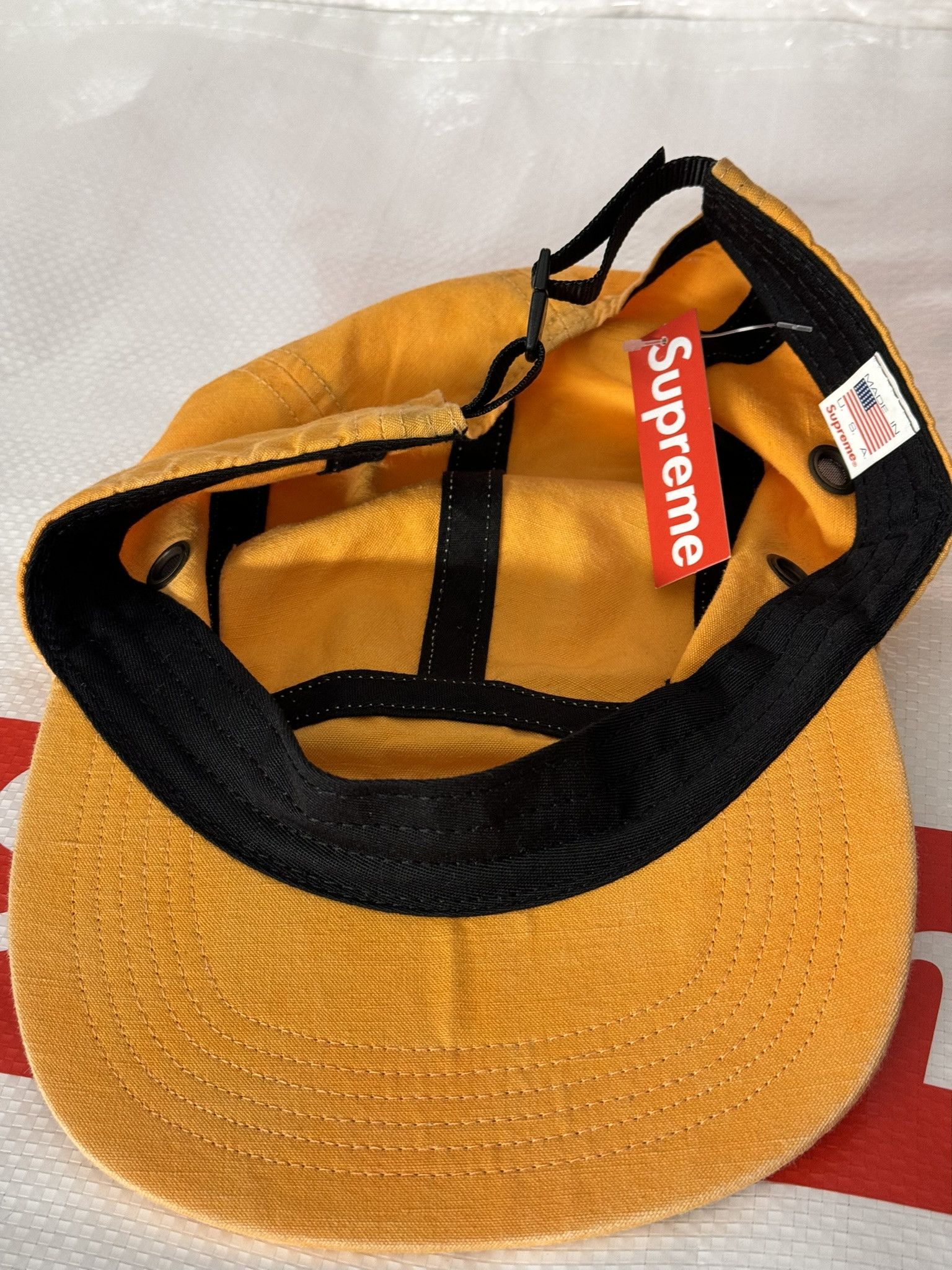 Supreme Washed Linen Camp Cap Gold ss 19