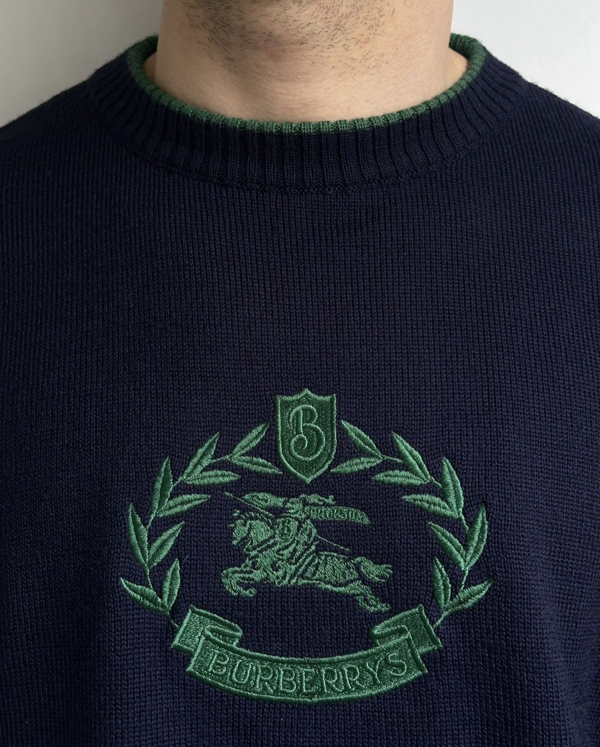 Burberry Vintage Burberrys Windbreaker Wool Sweater Men’s XL rare Size US XL / EU 56 / 4 - 2 Thumbnail