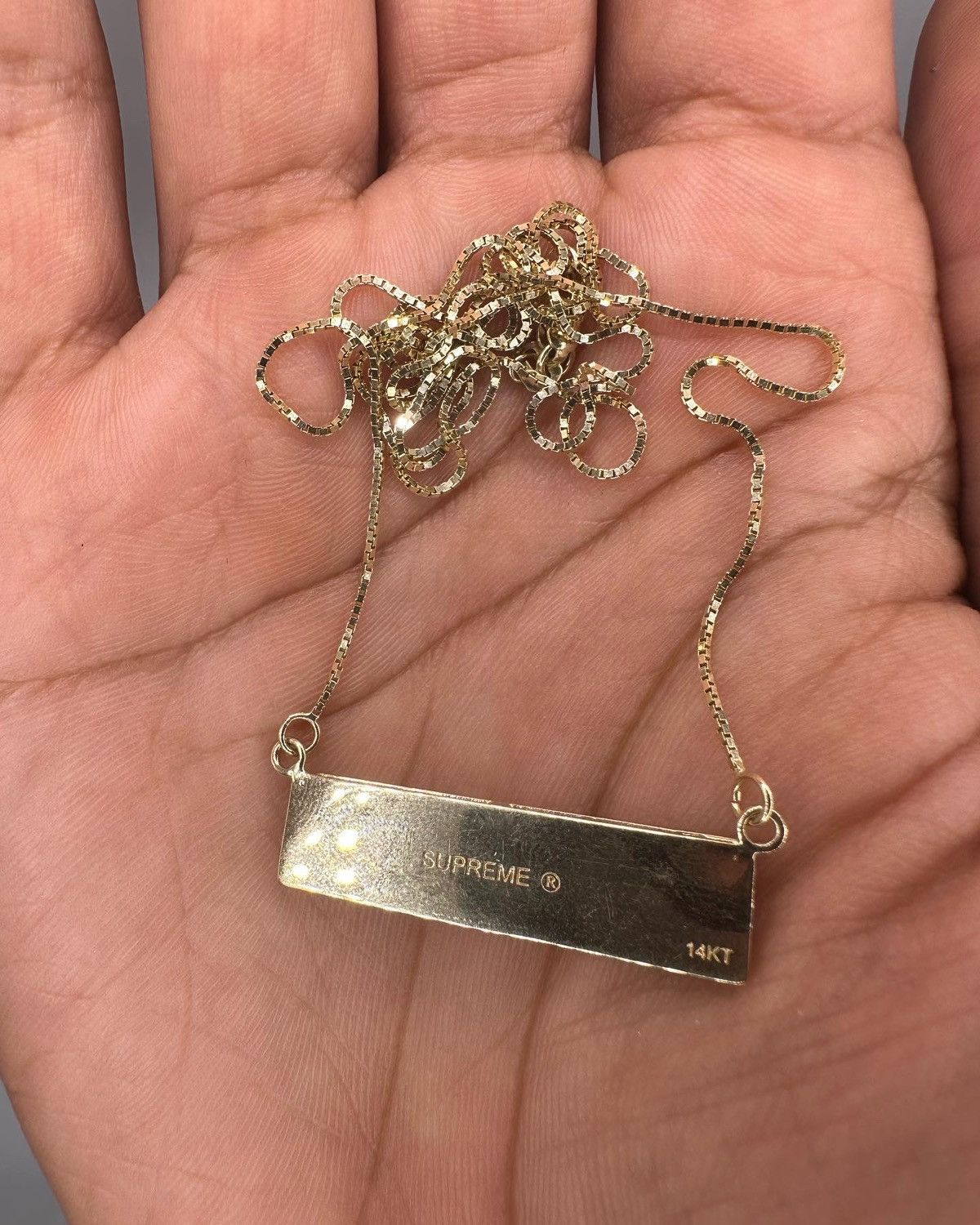 Supreme Rare 14K Gold Supreme New York Name Plate Pendant (2020) Size ONE SIZE - 2 Thumbnail