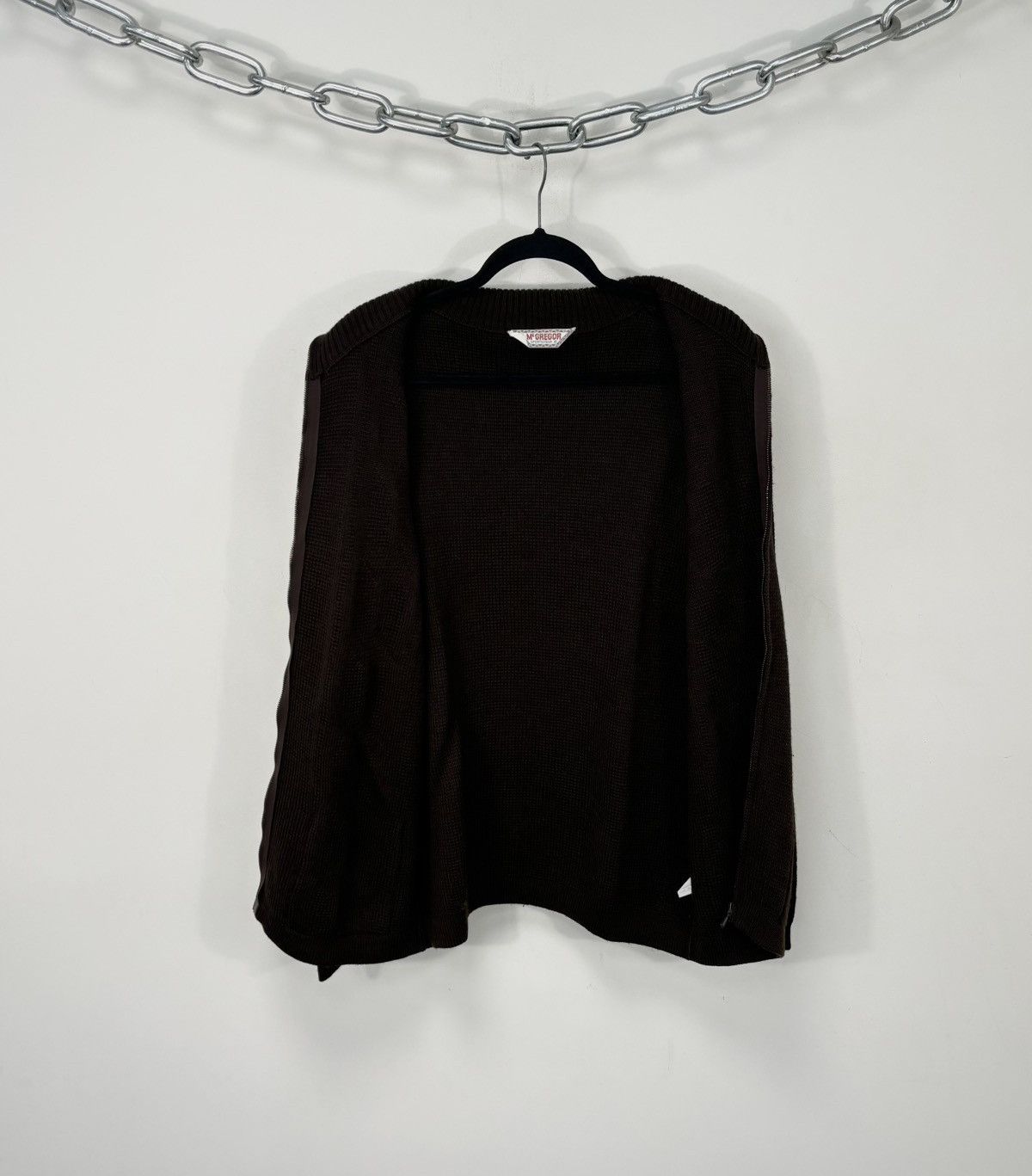 McGregor Vintage 70s McGregor Sportswear Brown Cable Knit Zip Sweater Size US M / EU 48-50 / 2 - 2 Thumbnail