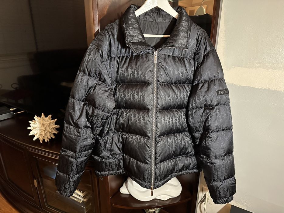 Pre-owned Monogram Stripe Detail Puffer Jacket Size Small In Black