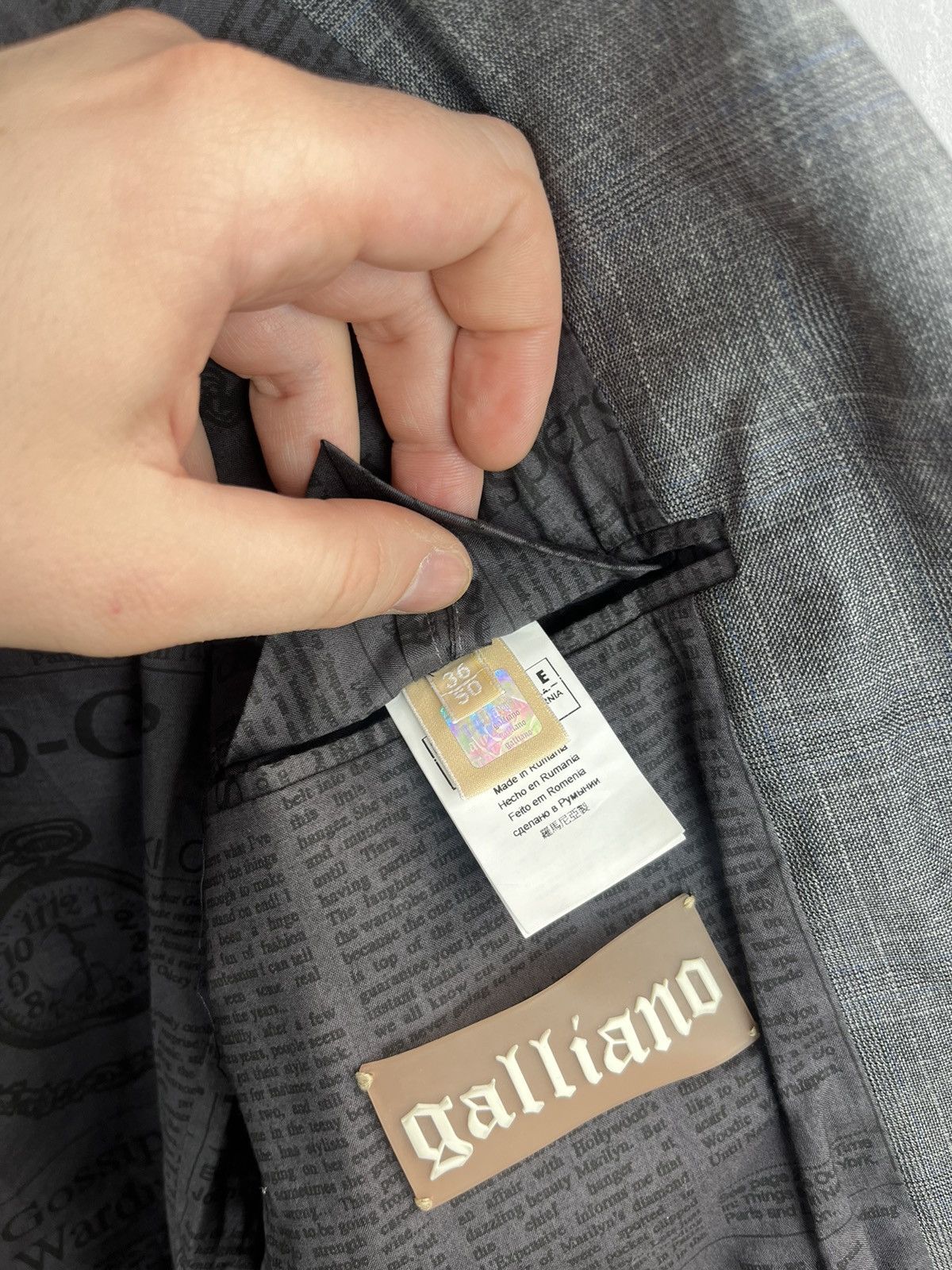 John Galliano John Galliano Printed Grey Blazer Size 50R - 13 Thumbnail